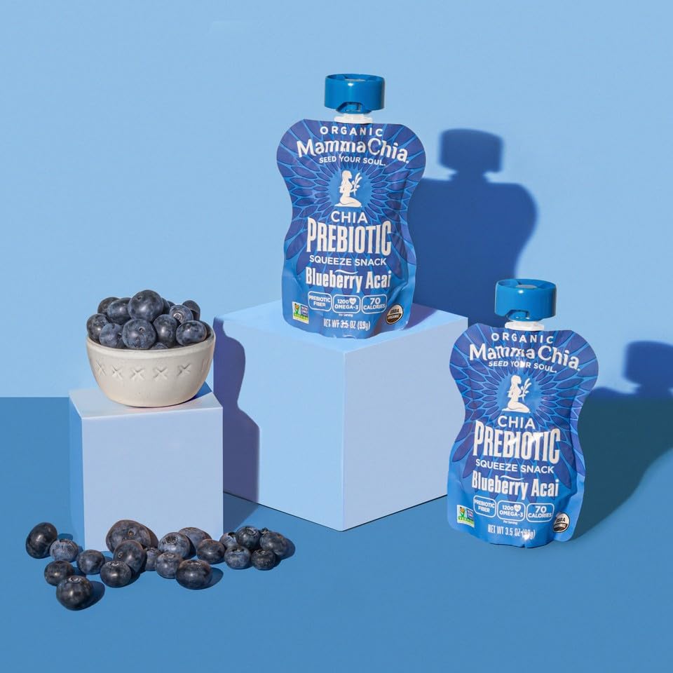 Ingredients label emphasizing organic, non-GMO chia and fruit puree