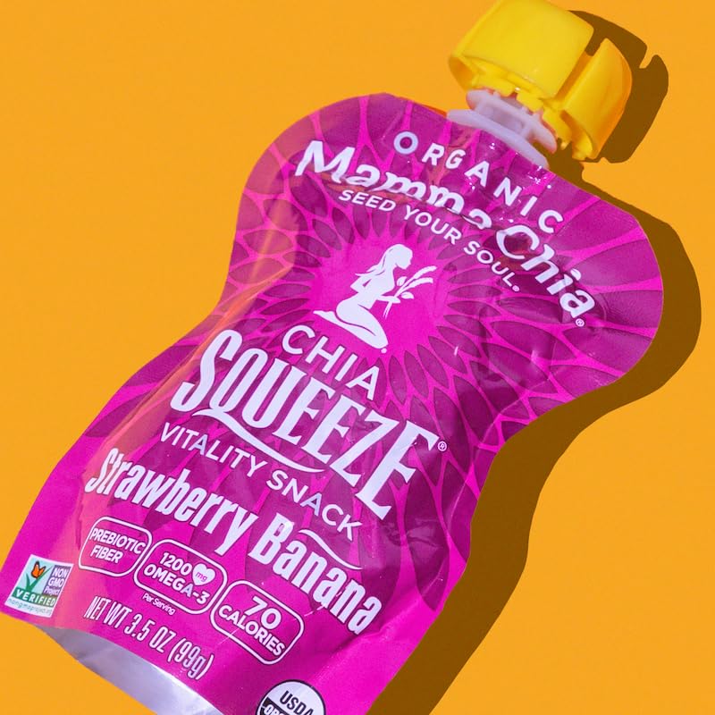 Mammachia Chia Squeeze kosher-certified label reassures dietary inclusivity.