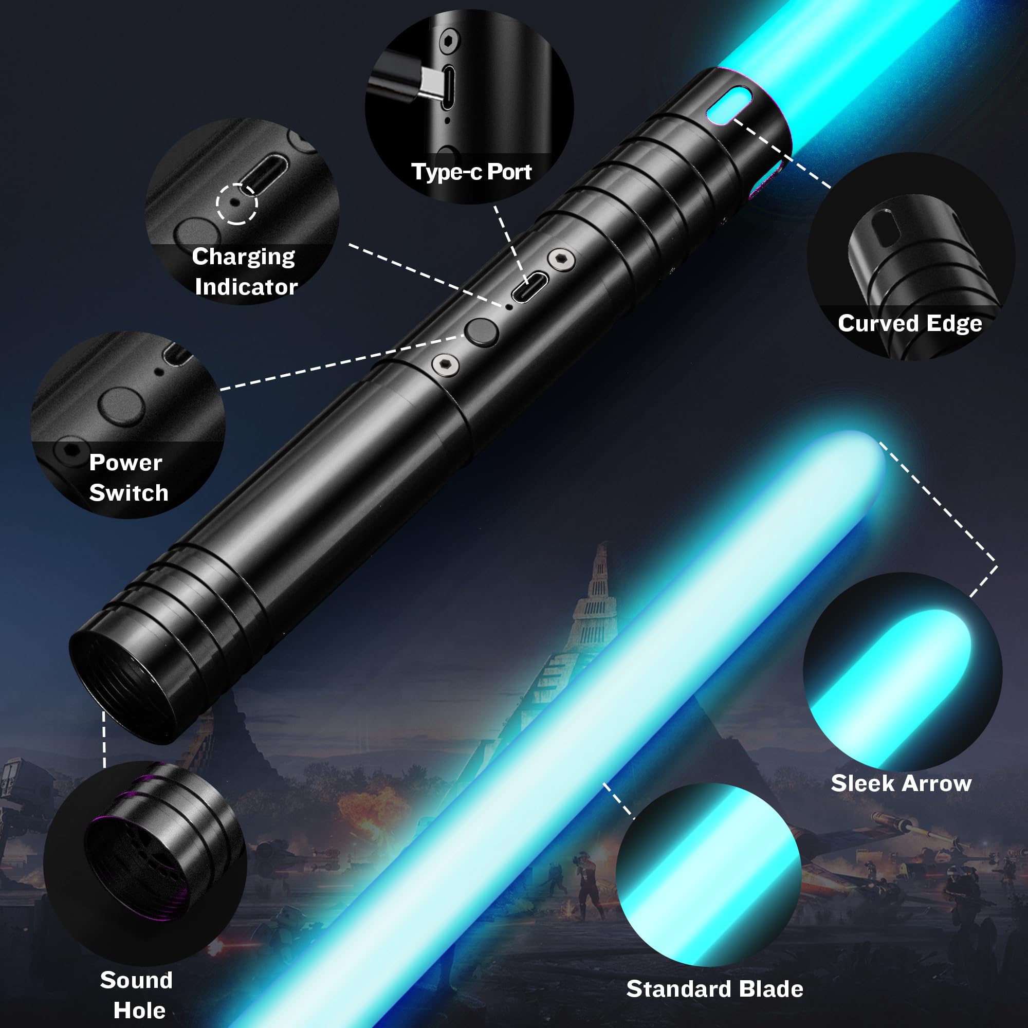 MAMXUAN lightsaber soft-rounded edges ensure kid-friendly safety.
