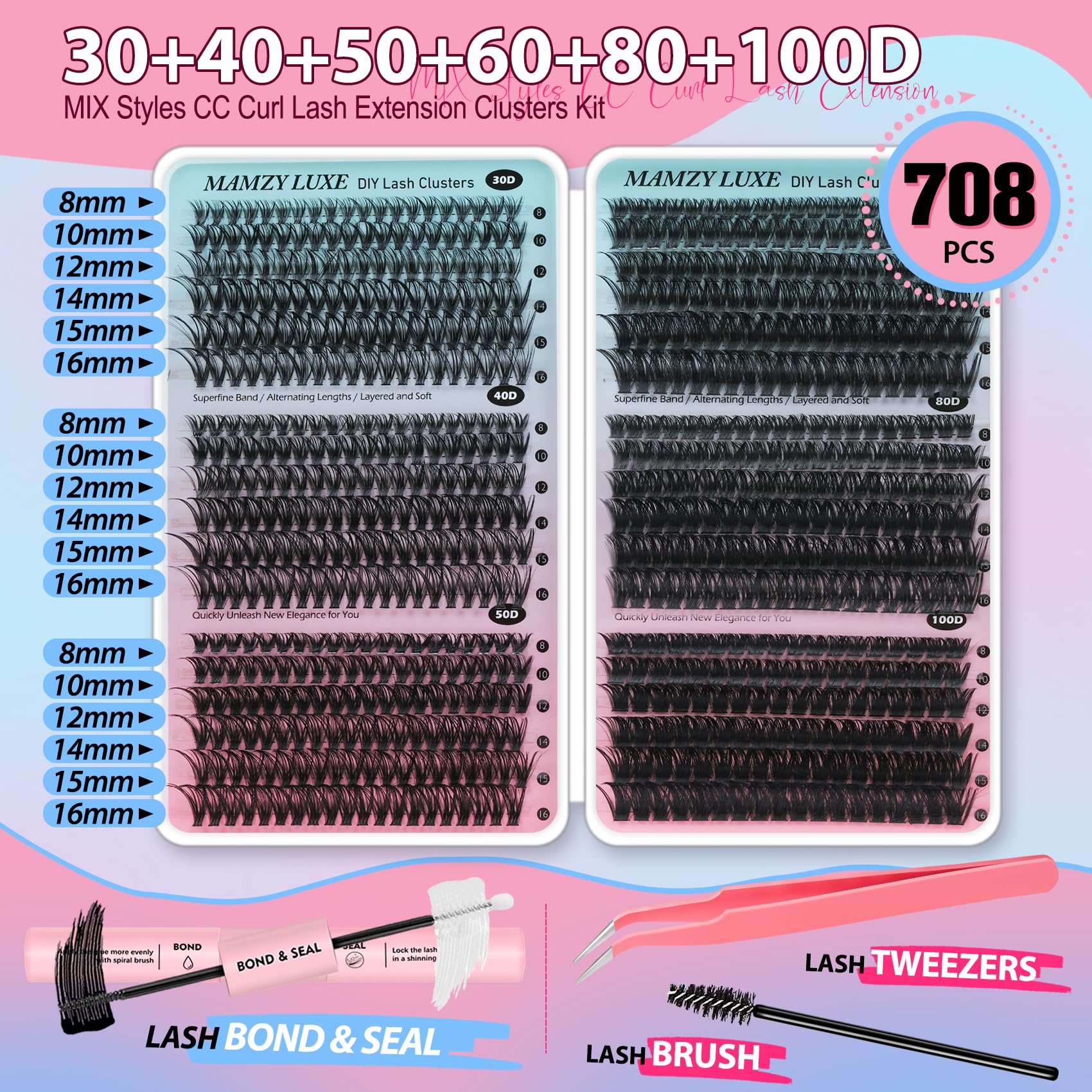 Mamzy Luxe CD Curl lashes closeup with natural lift and softness