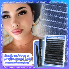 Mamzy Luxe cluster tray displaying 80D lashes for full-volume looks.