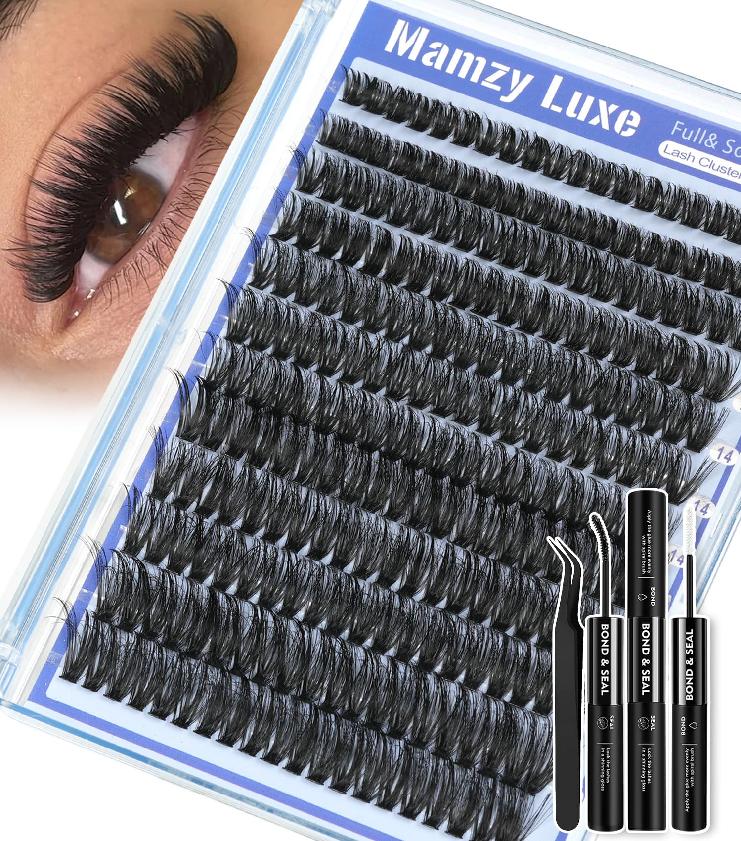 Mamzy Luxe lash clusters kit packaging ready for at-home DIY styling.