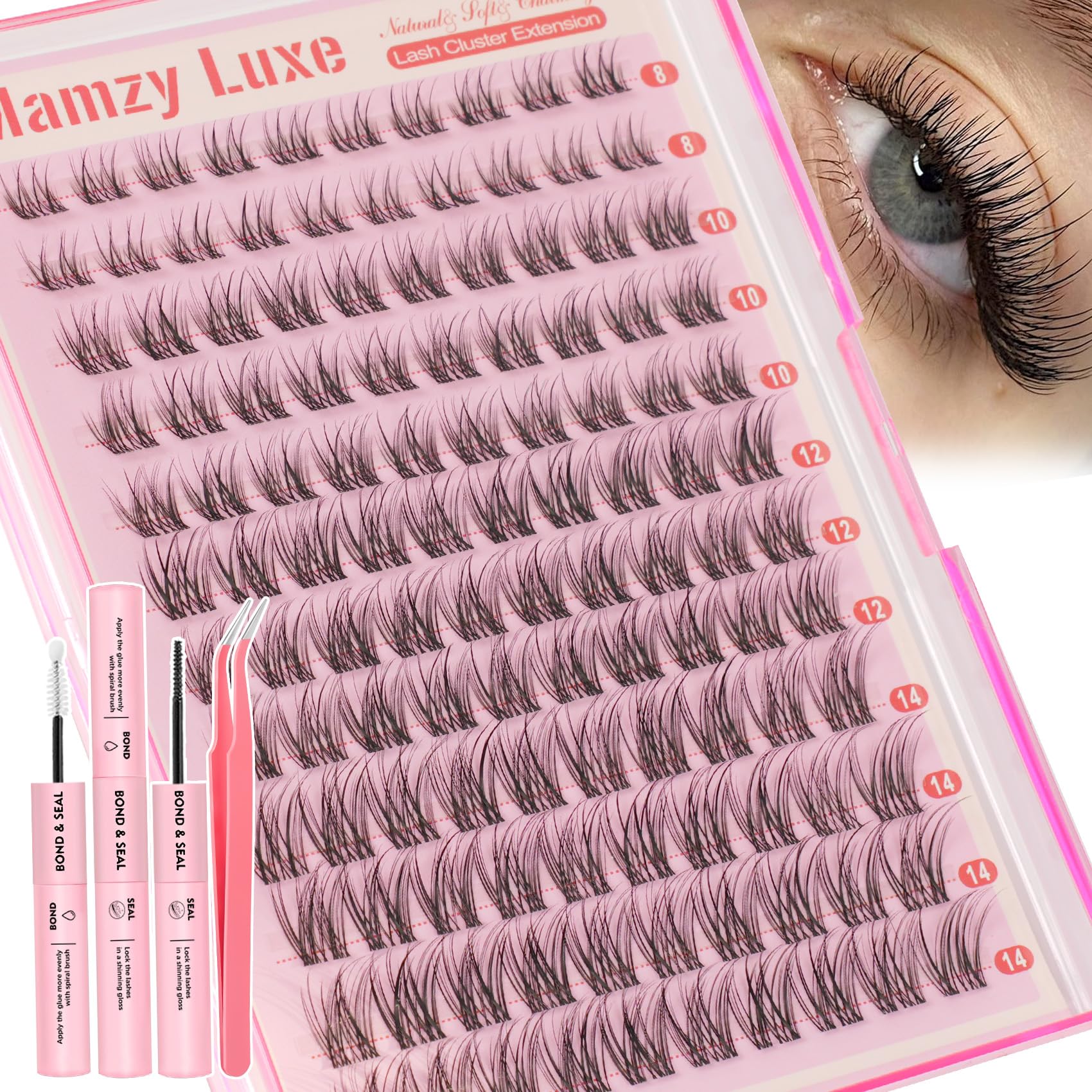 Mamzy Luxe short wispy clusters 8-14mm for natural-looking lashes