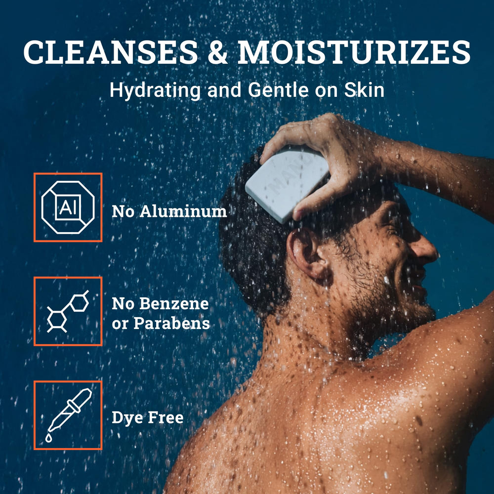 Rich lather from Mando Acidified Cleansing Bar demonstrates gentle cleansing.