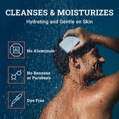 Rich lather from Mando Acidified Cleansing Bar demonstrates gentle cleansing.