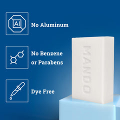 Mando Acidified Cleansing Bar lather demonstrates effective cleansing without drying skin.