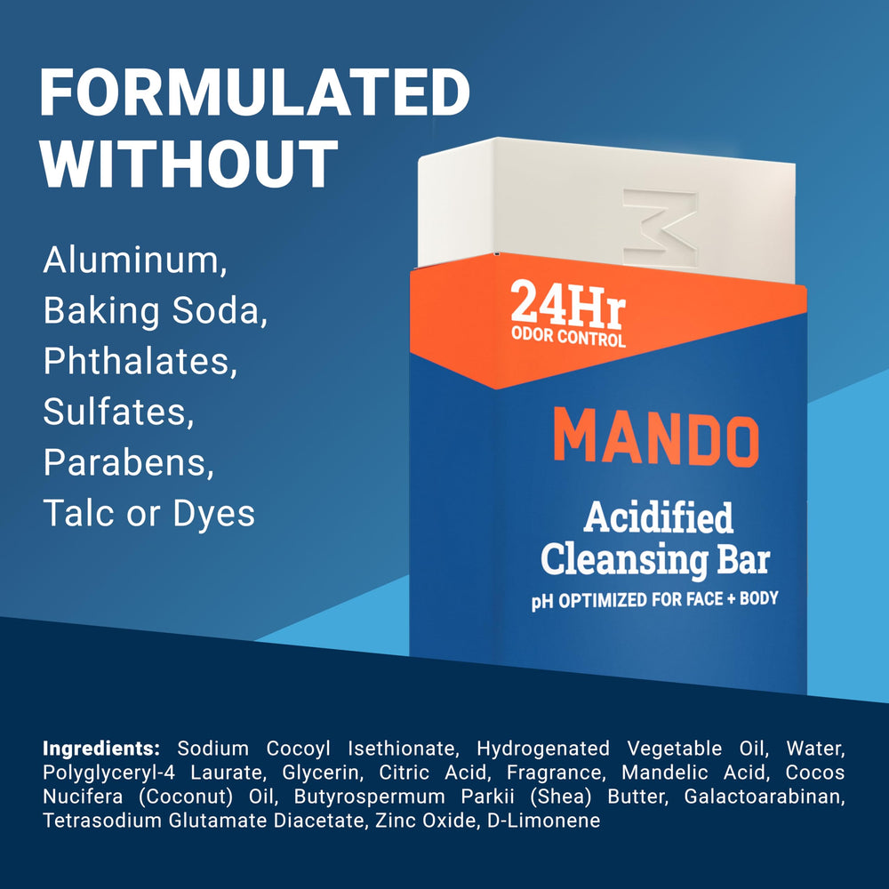 Running water beads on Mando bar, signaling a gentle cleanse.