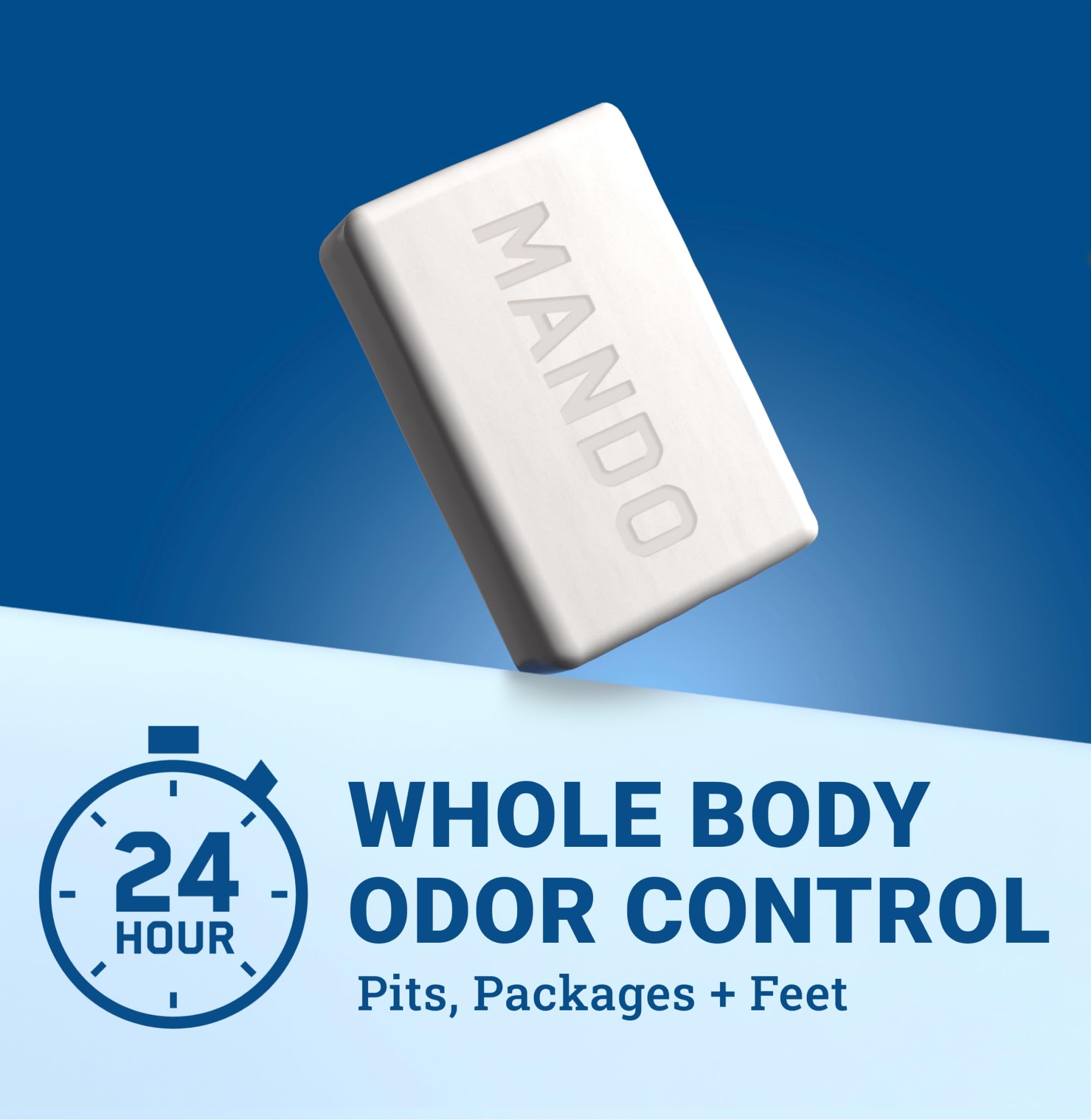 Mando Acidified Cleansing Bar unwrapped, compact and travel-friendly.