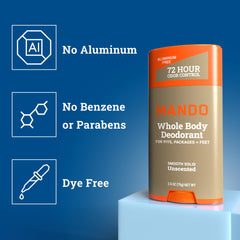 Mando aluminum-free formula designed for skin-friendly protection.
