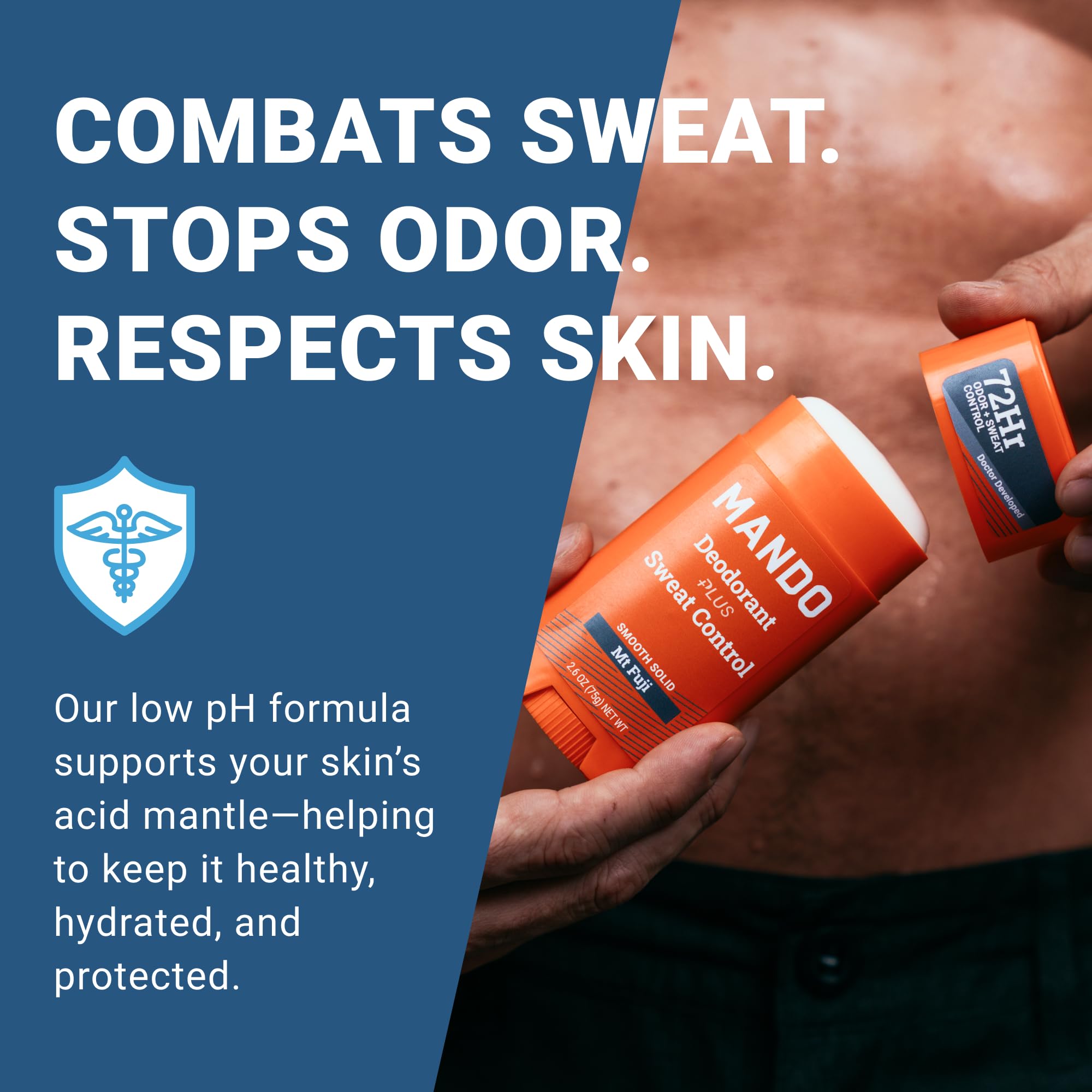 Mando Mt Fuji antiperspirant stick closeup shows smooth texture for easy application