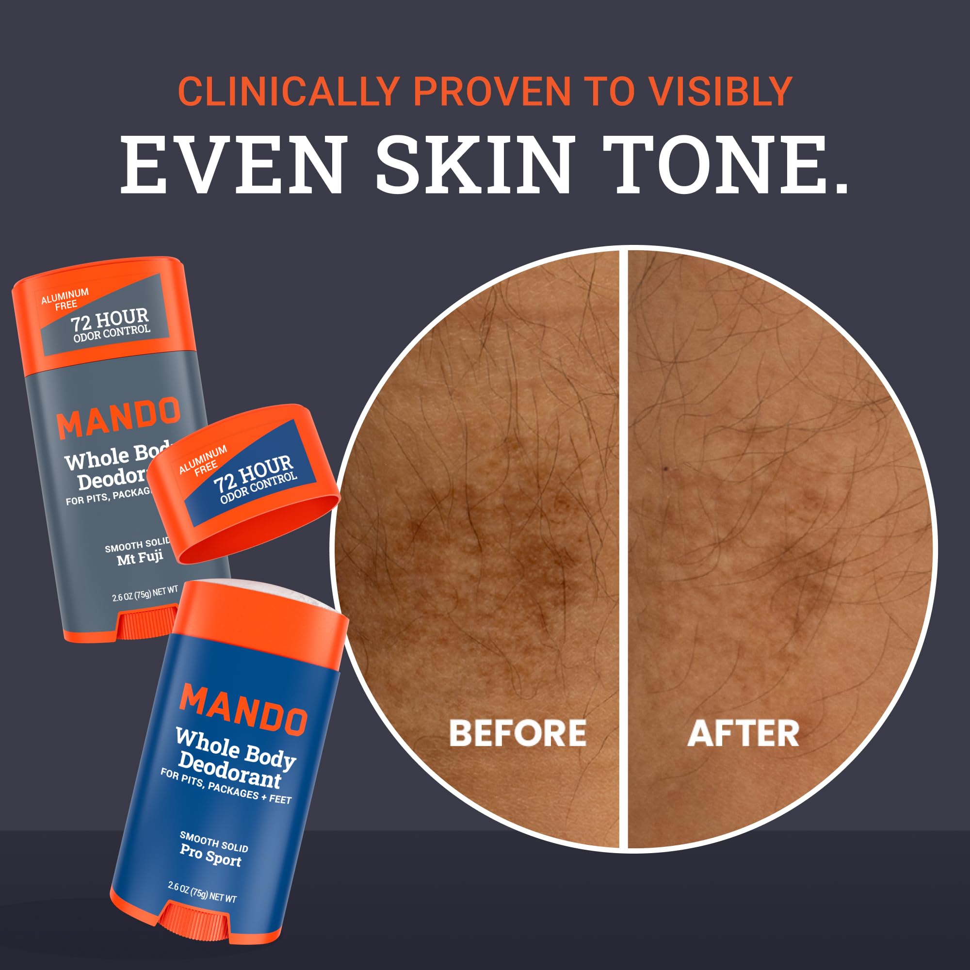 Mando baking soda-free icon highlights gentle formula for sensitive skin.