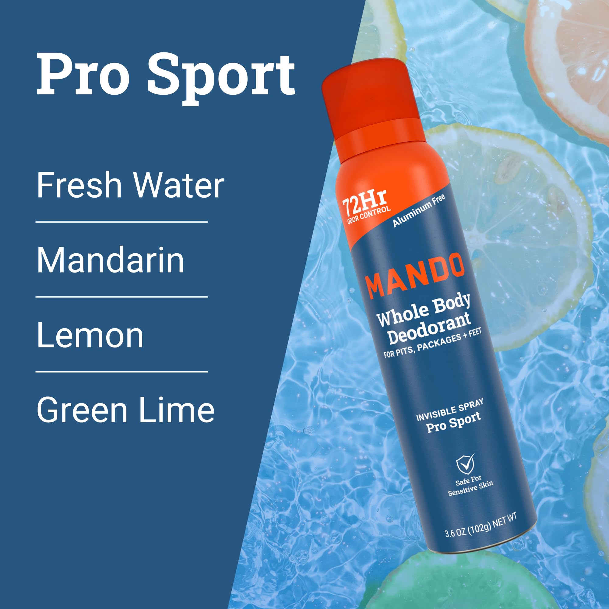 Bathroom counter with Mando Pro Sport can ready for daily refresh.