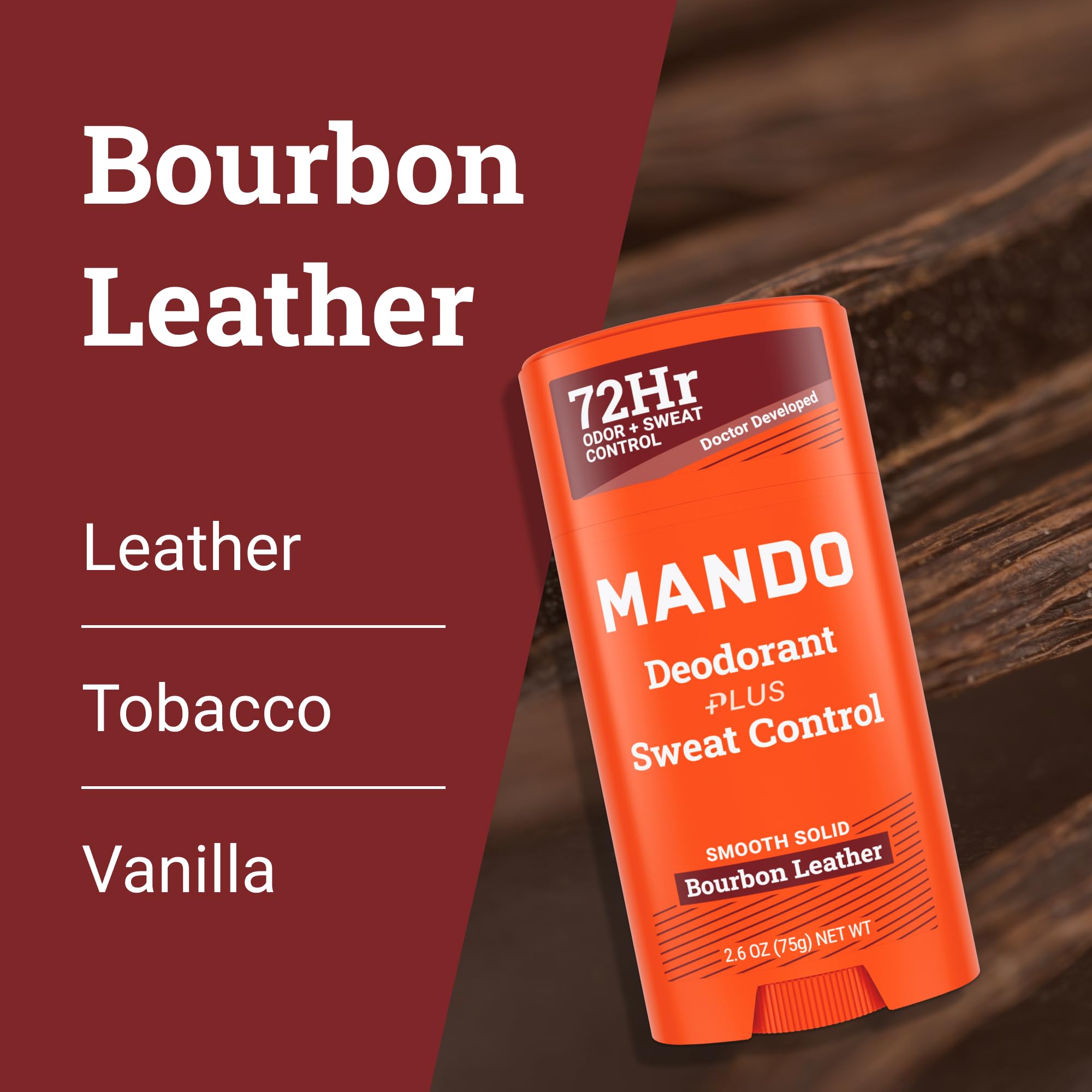 Mando Bourbon Leather dermatologist-approved icon emphasizes skin-compatible protection.