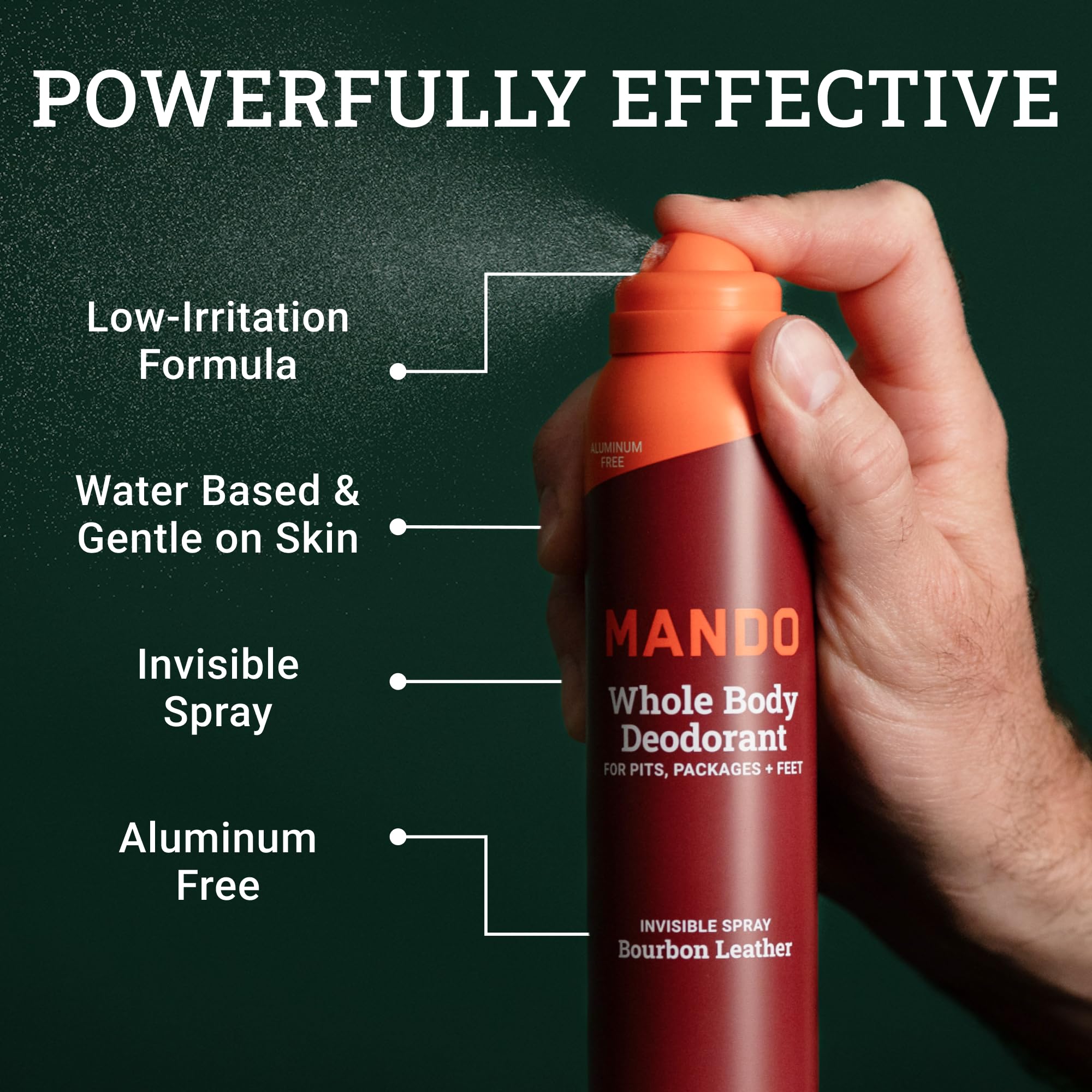 Mando Bourbon Leather spray applied to skin for easy daily use.