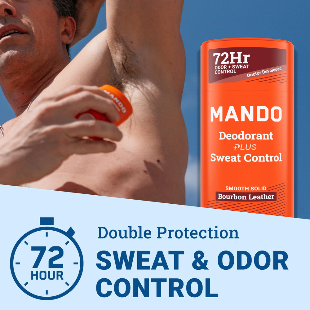 Mando Bourbon Leather stick full view shows compact, travel-friendly deodorant.