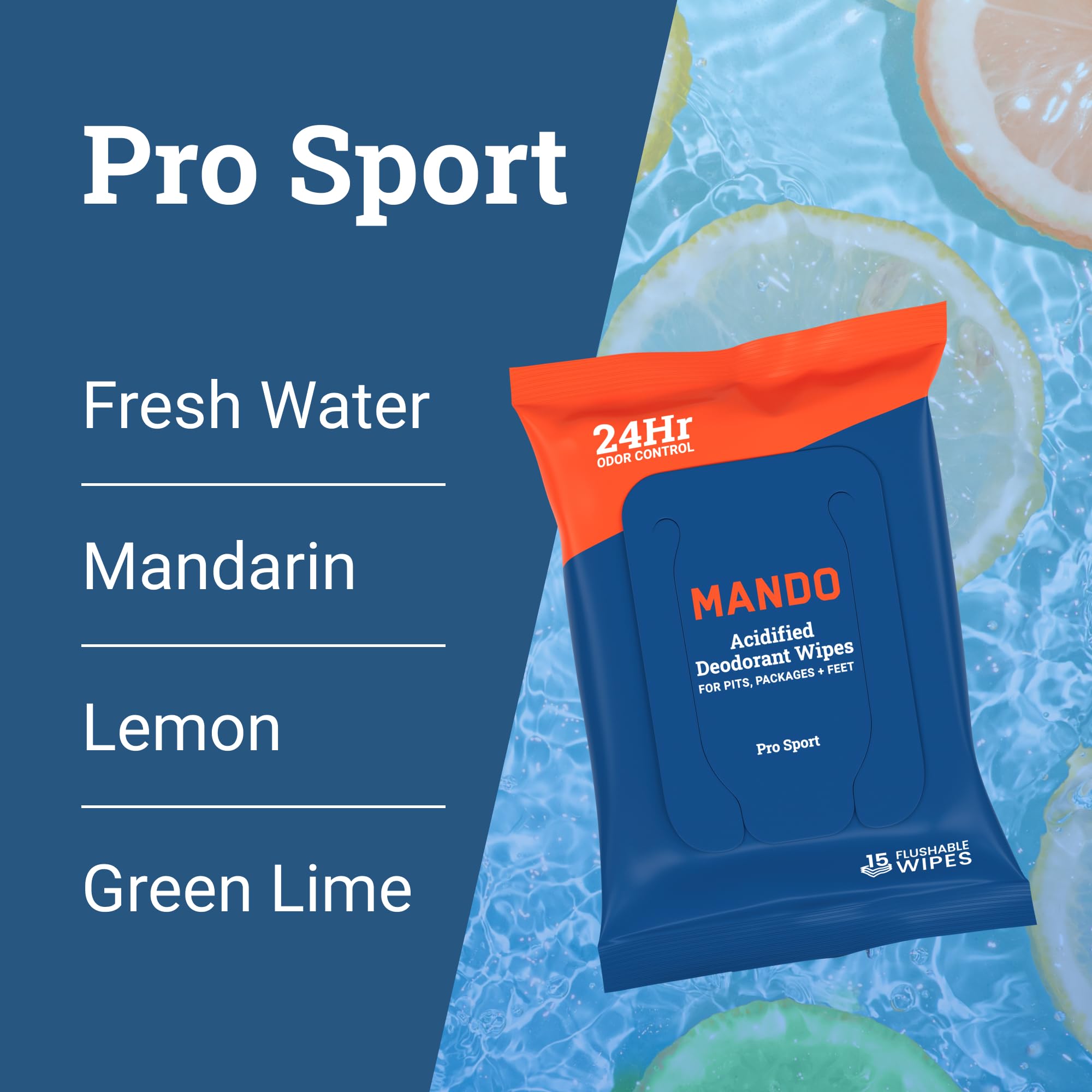 Mando Deodorant Wipes application underarm, quick discreet use.