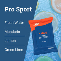 Mando Deodorant Wipes application underarm, quick discreet use.