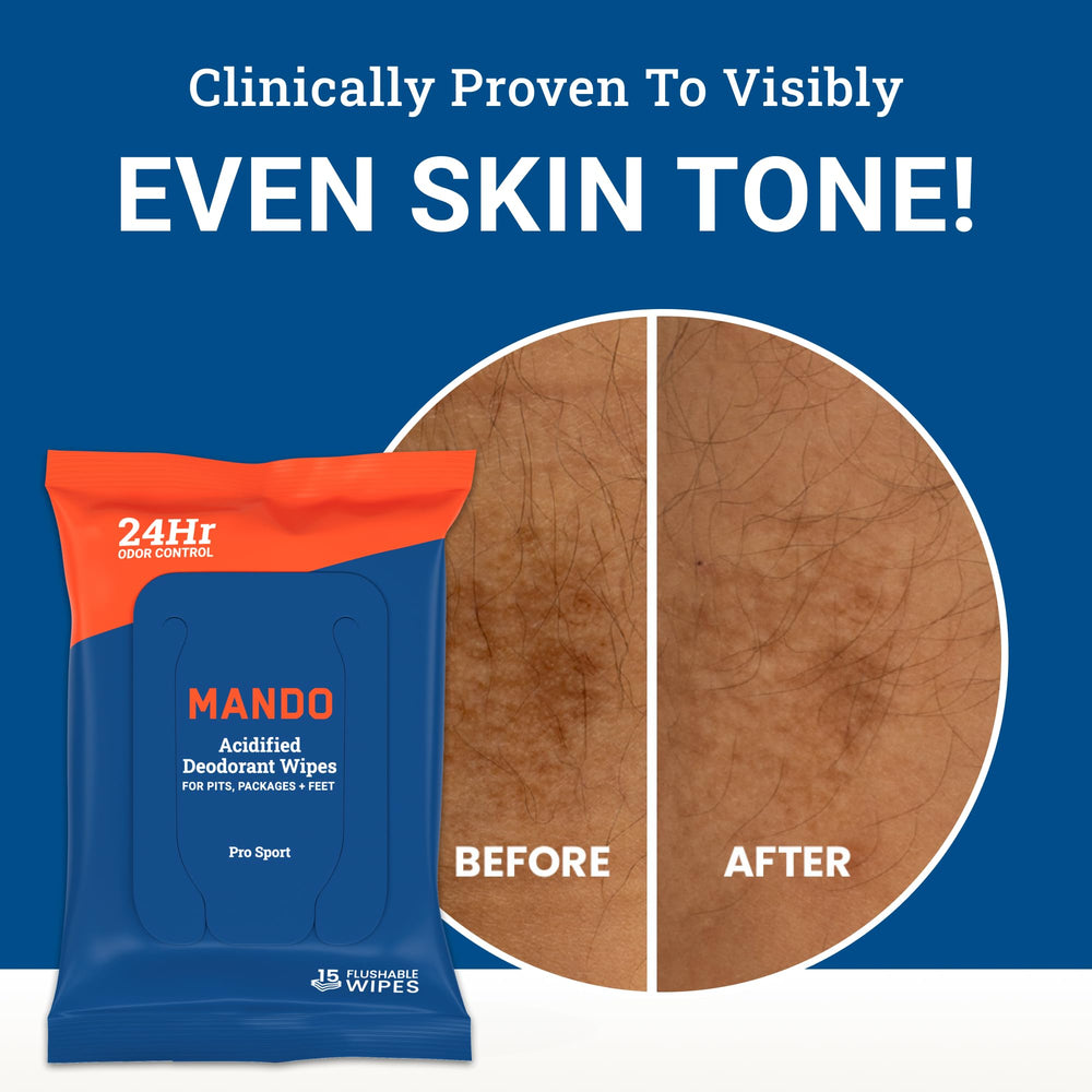 Mando Deodorant Wipes hypoallergenic label emphasizes safe odor control.