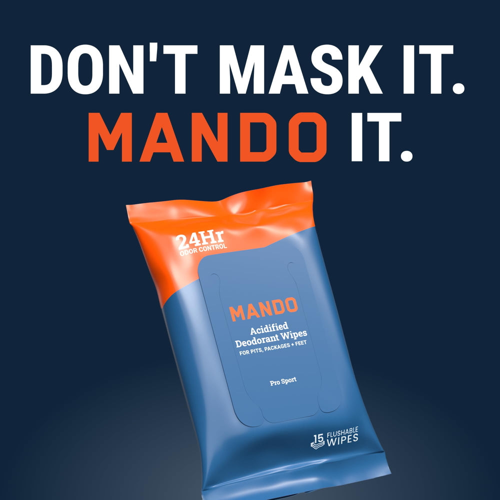 Mando Deodorant Wipes packaged set ideal for gym and travel.