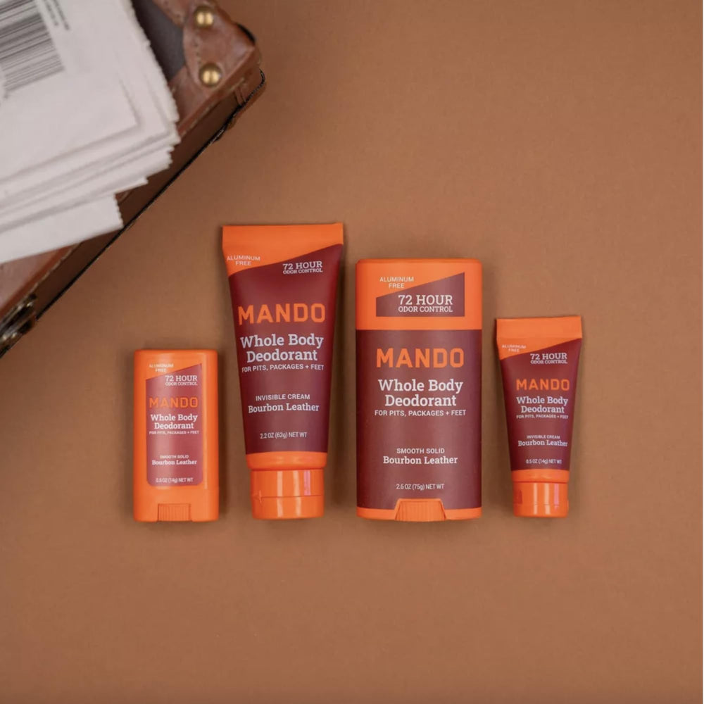 Mando no dyes and parabens label indicates clean formulation.