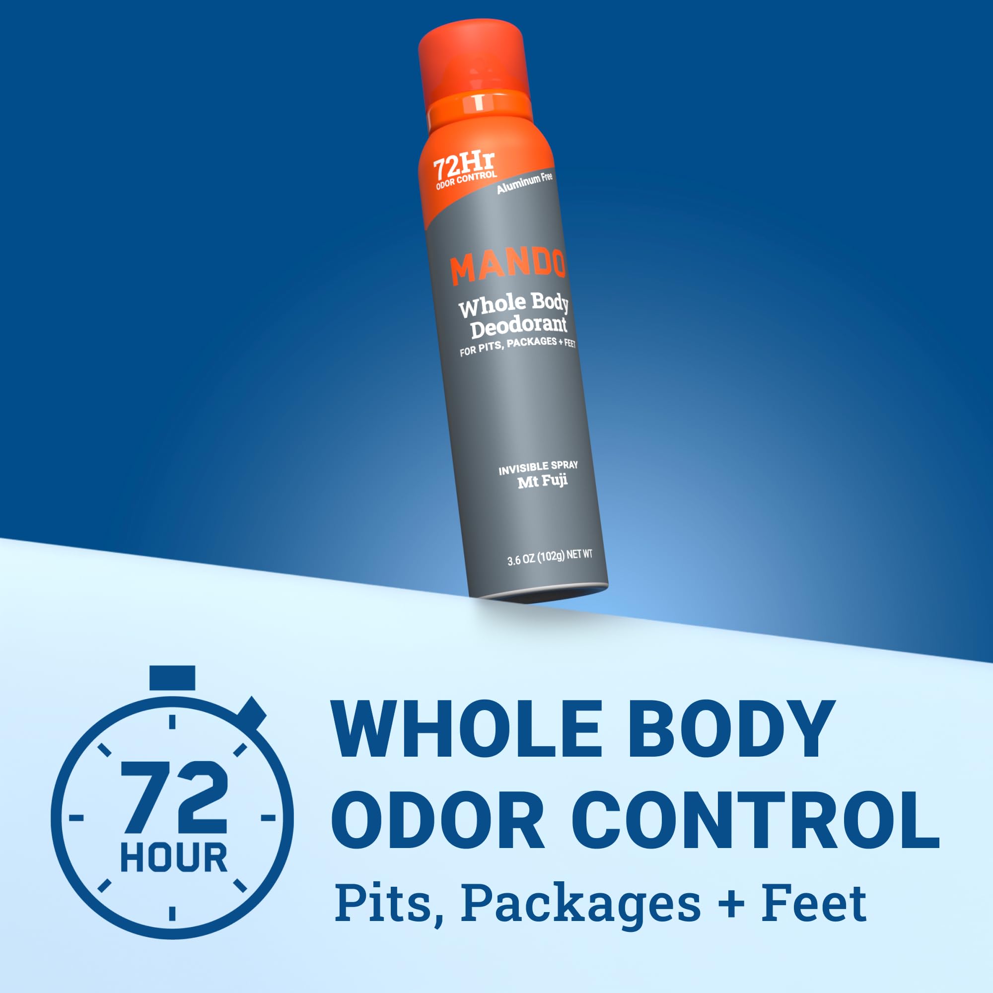 Mando invisible spray application demonstrates discreet use and long-lasting freshness.