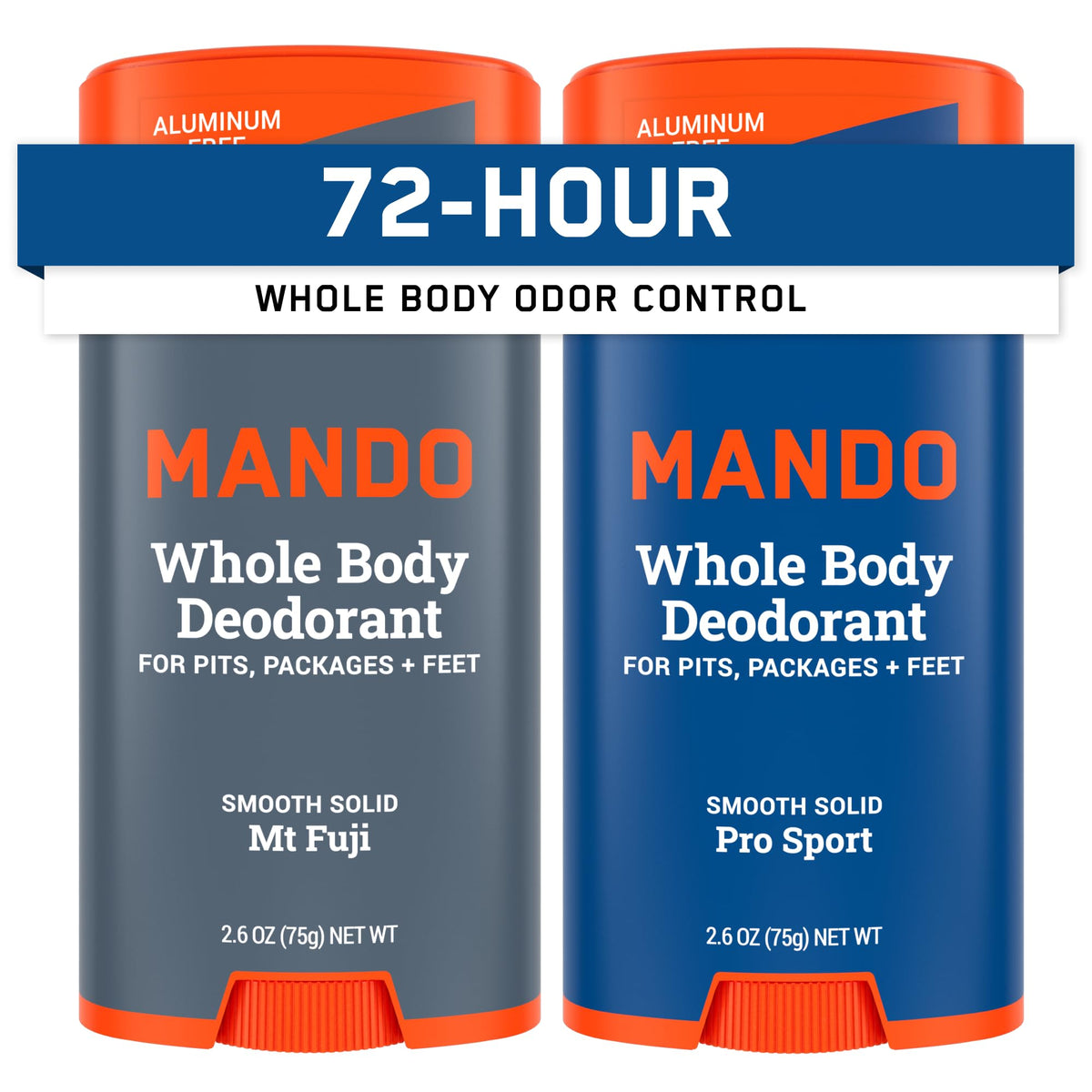 Mando Mt Fuji bottle close-up showing aluminum-free formula for all-day odor control.