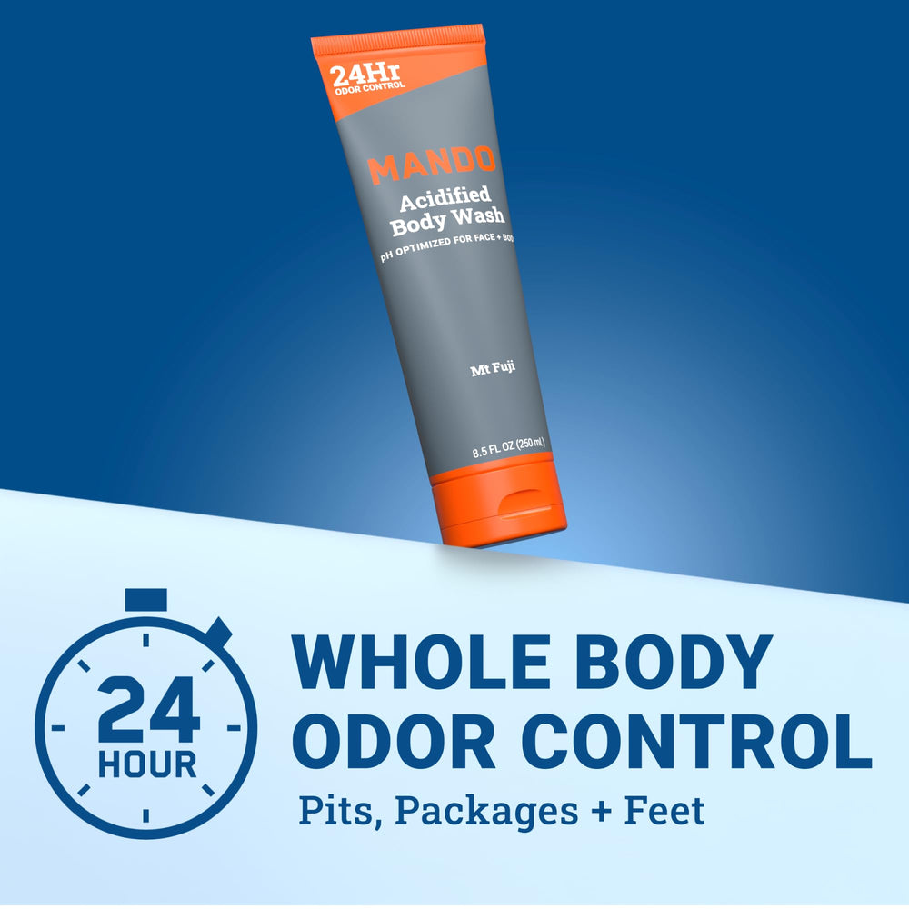 Close-up of creamy foam from Mando Odor Shield Body Wash for daily cleansing