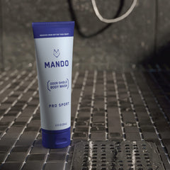 Mando Odor Shield travel-ready bottle in a gym bag scene