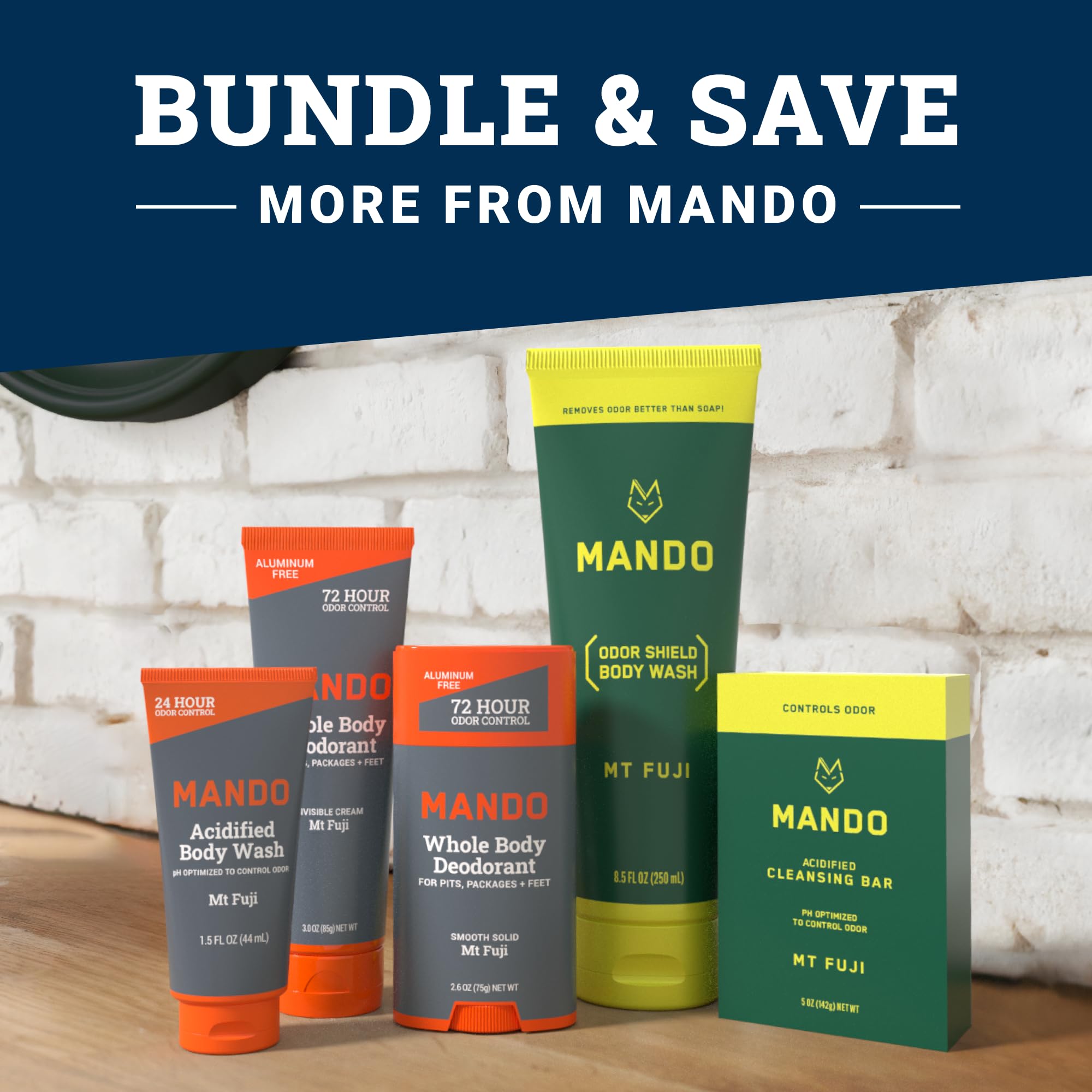 Texture swatch of Mando Odor Shield Body Wash showing creamy cleanse