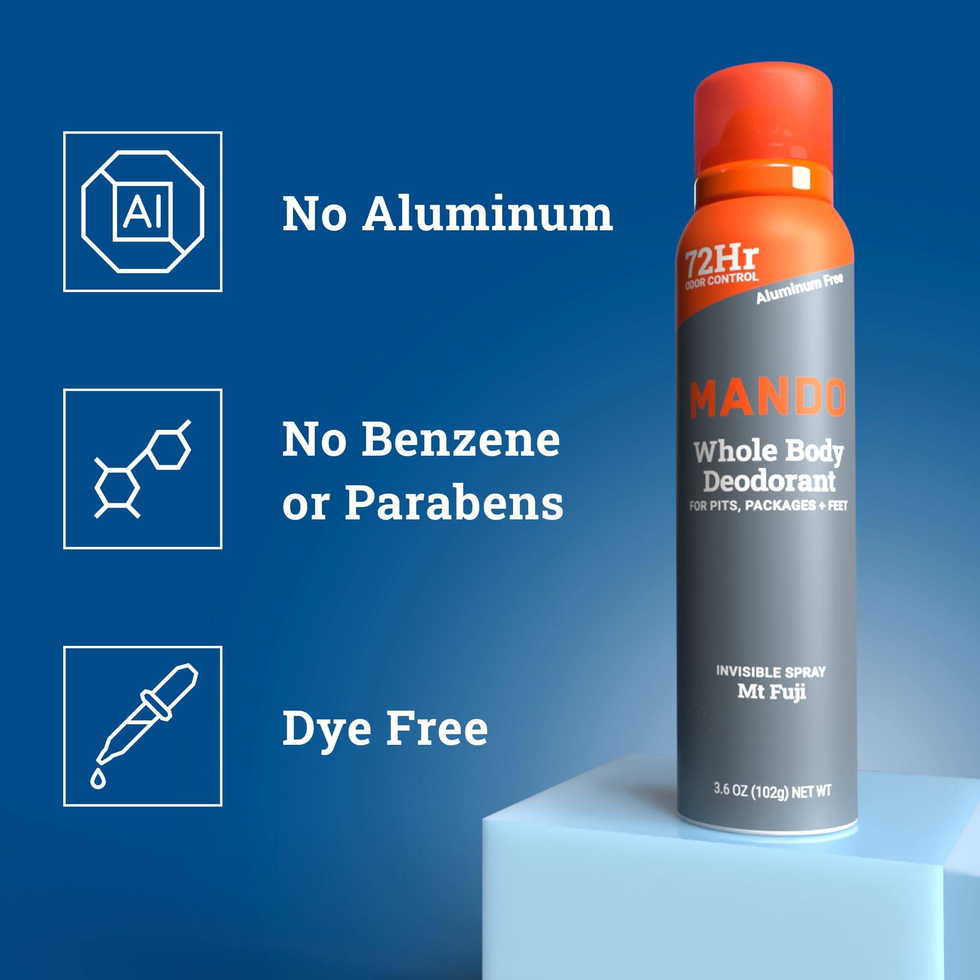 Mando PREodorant science blocks odor before it starts for proactive protection.