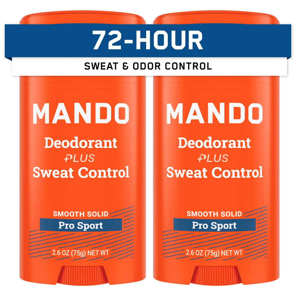 Mando Pro Sport solid deodorant stick application close-up for precise underarm coverage