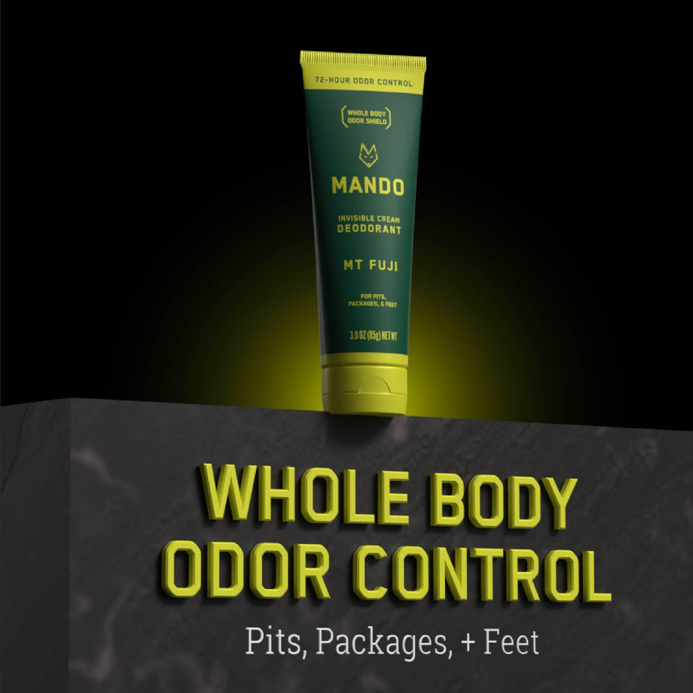 Mando product label close-up highlighting aluminum-free claim