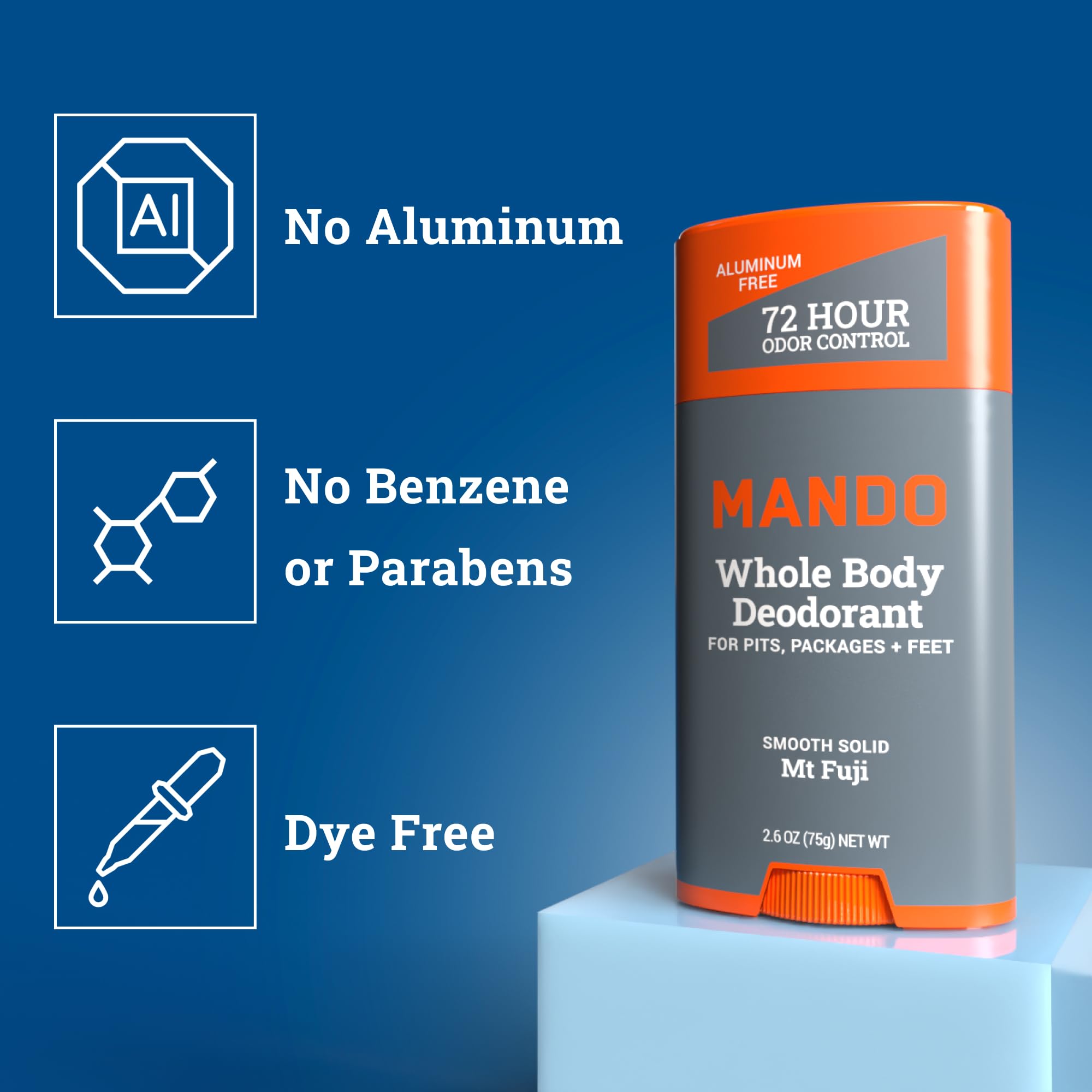 Close-up of Mando stick applying on skin for quick odor defense.