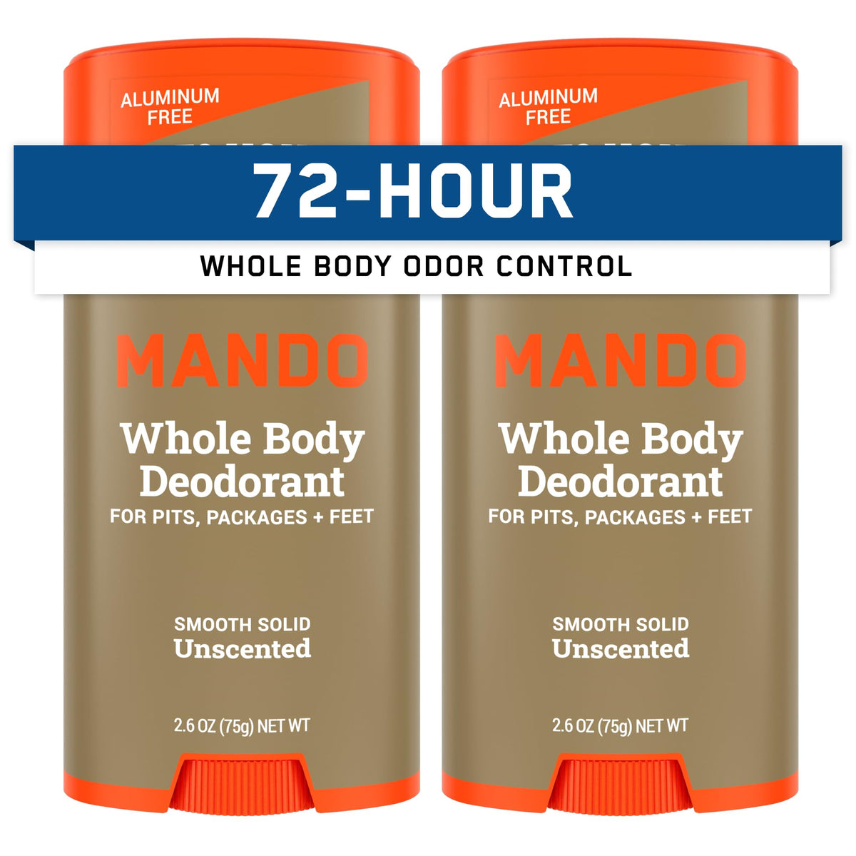 Mando unscented solid stick close-up with smooth texture for easy application.