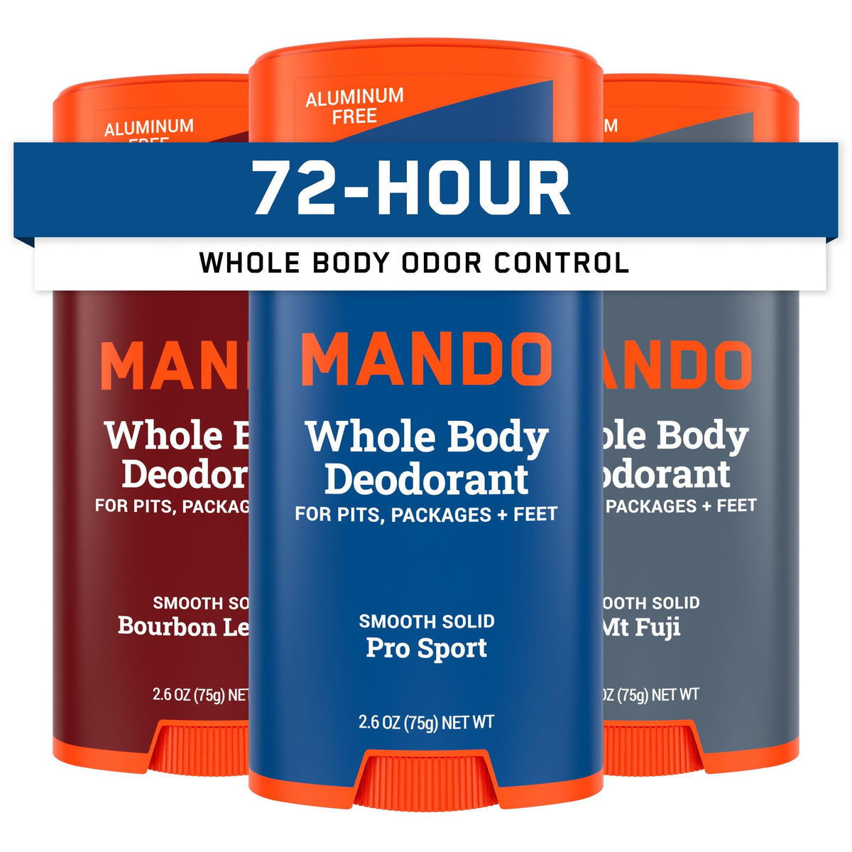 Mando Whole Body Deodorant for Men solid stick in front view showing smooth application and odor control.