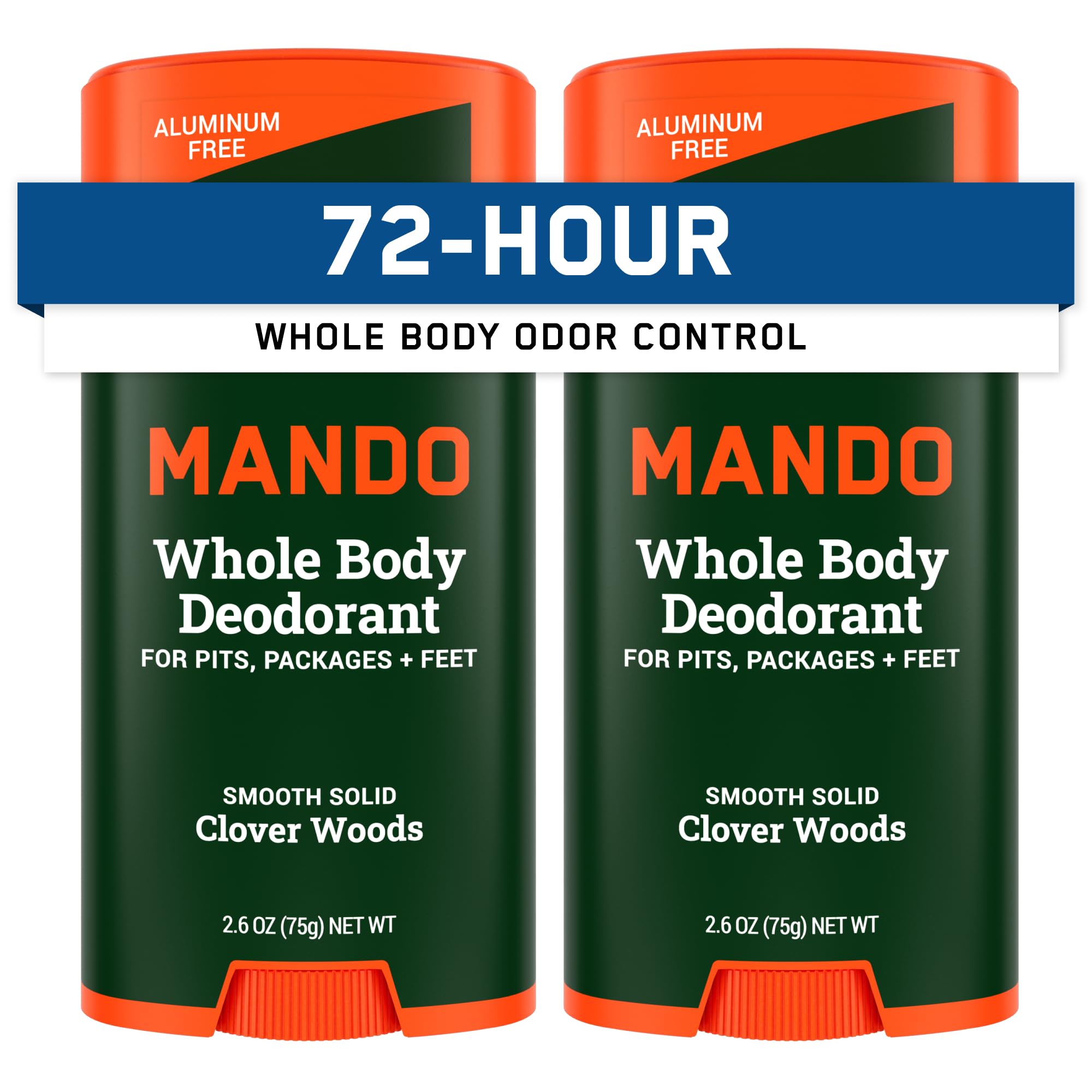 Mando Whole Body Deodorant stick 2-pack front view for long-lasting odor control