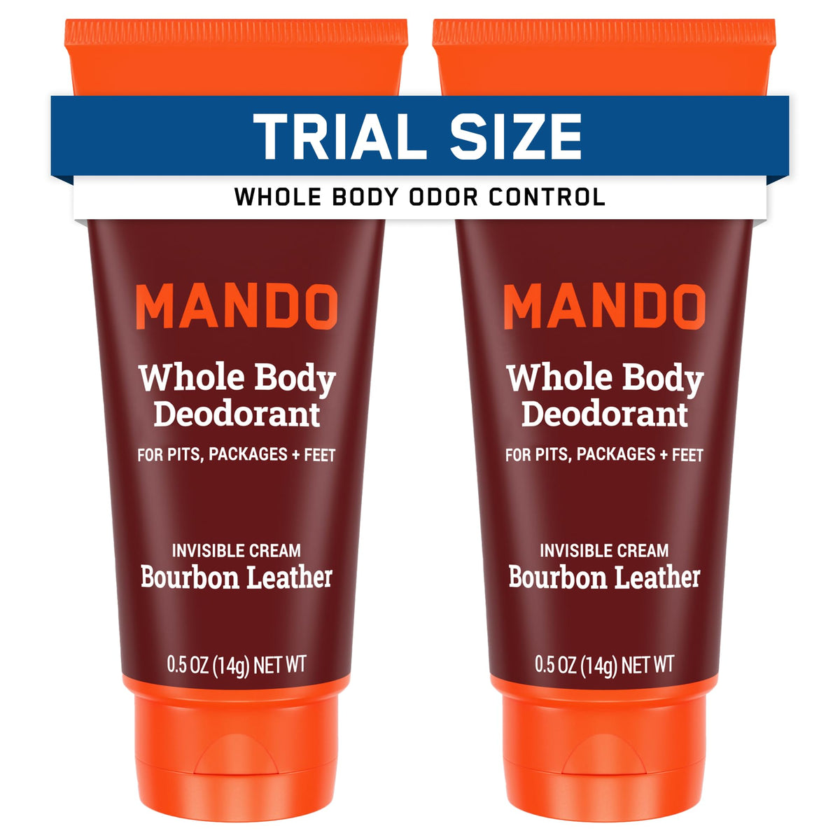 Mando whole body deodorant mini travel size tube for on-the-go odor control.