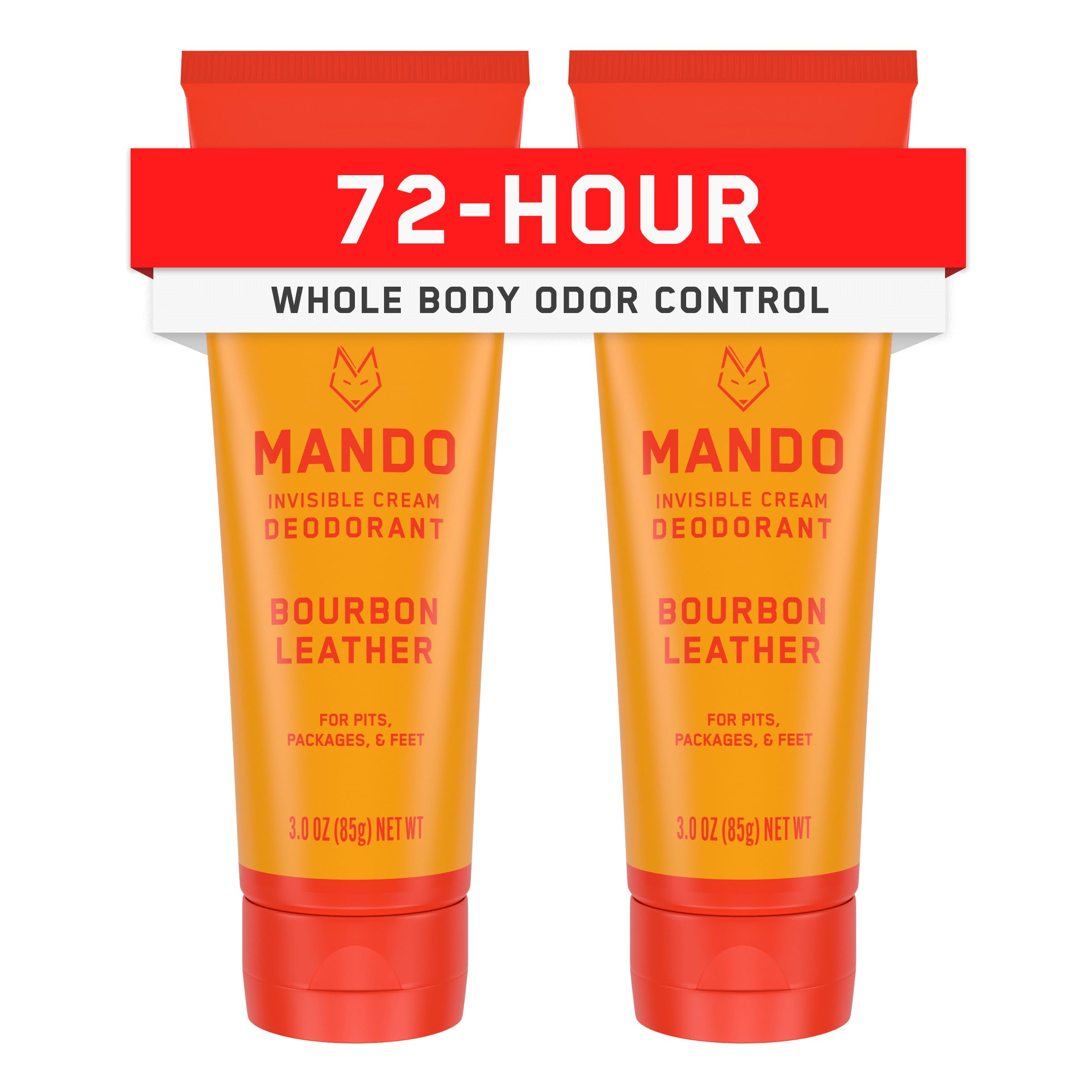 Mando whole body deodorant pack of two tubes for all-day odor protection