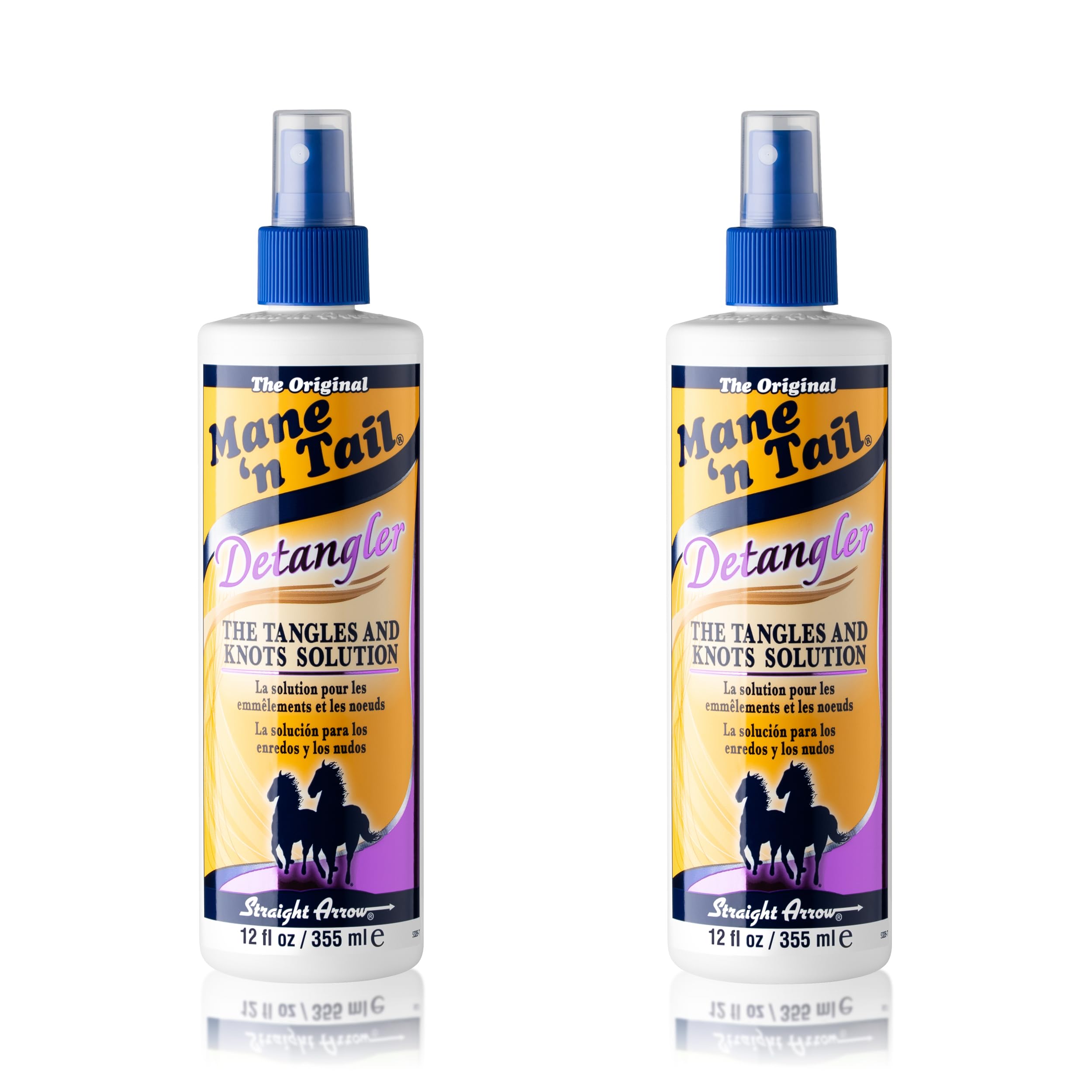 Mane 'n Tail Detangler Apple Blossom bottle shows easy spray for detangling