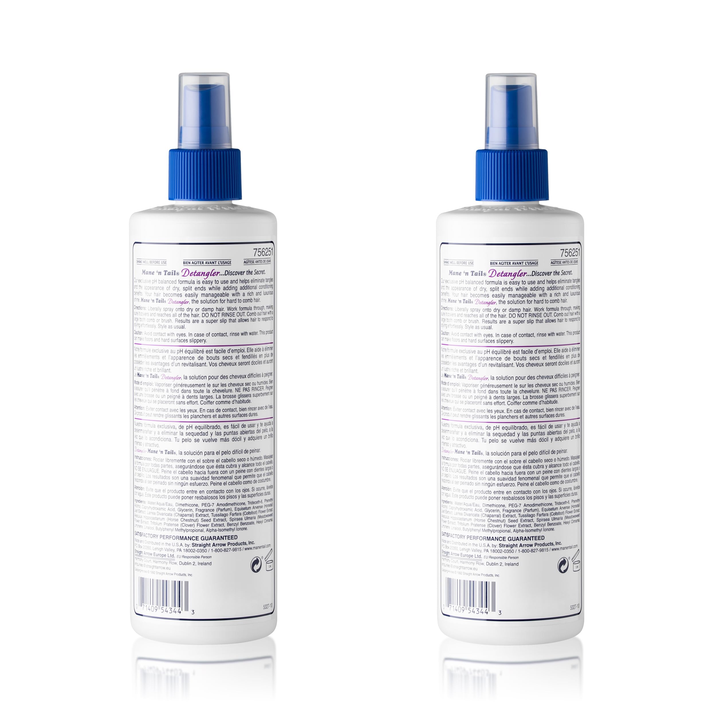 Mane 'n Tail Detangler Apple Blossom 2-pack, family-friendly detangler for dry or damp hair