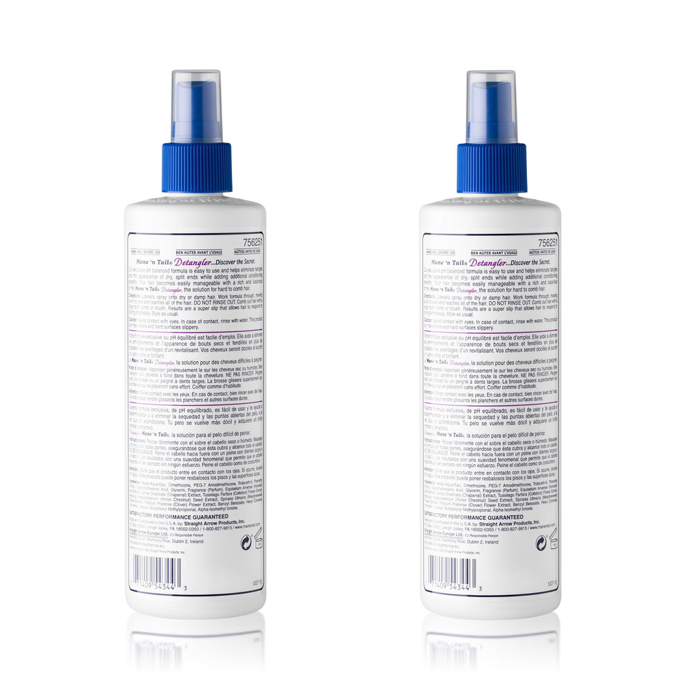 Mane 'n Tail Detangler Apple Blossom 2-pack, family-friendly detangler for dry or damp hair