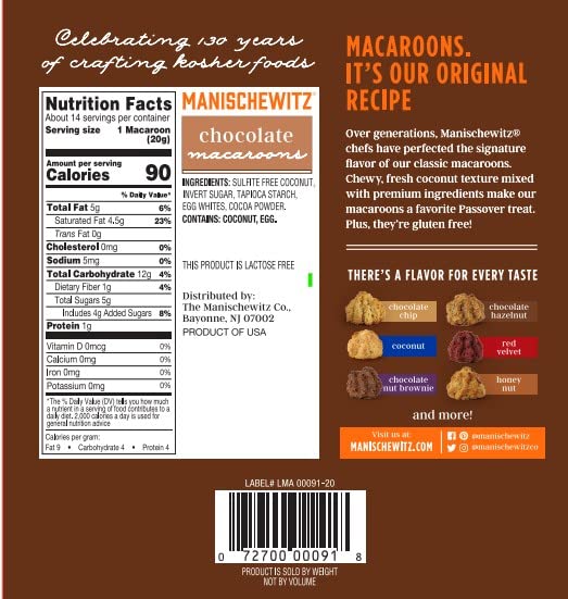 Manischewitz macaroon ingredients display simple, few ingredients