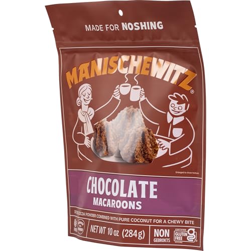 Manischewitz chocolate macaroon package highlighting gluten-free and kosher Passover suitability