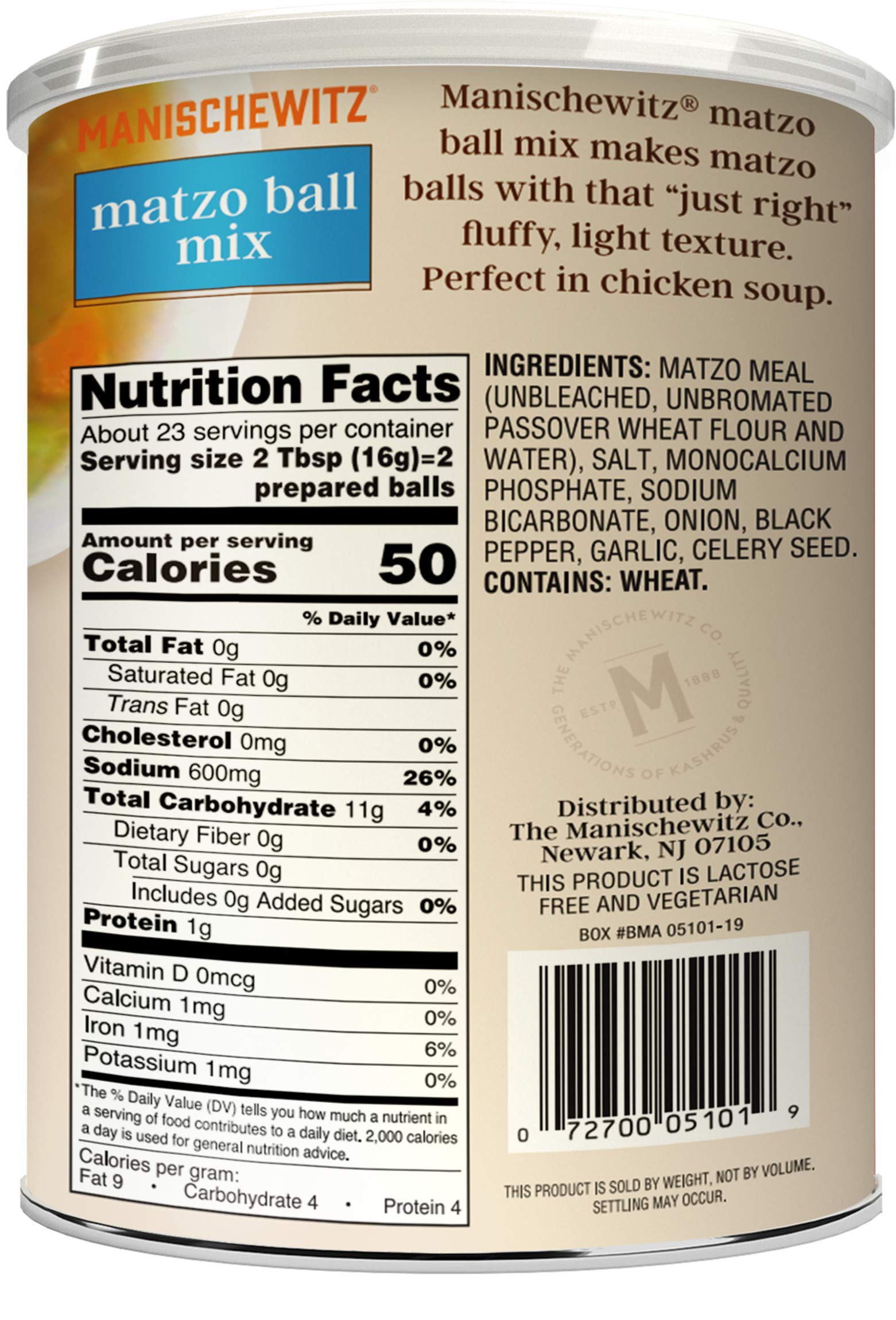 Manischewitz two-pack in resealable container for easy prep and freshness