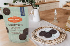 Manischewitz gluten-free sandwich cookies ready-to-eat snack ideal with coffee.