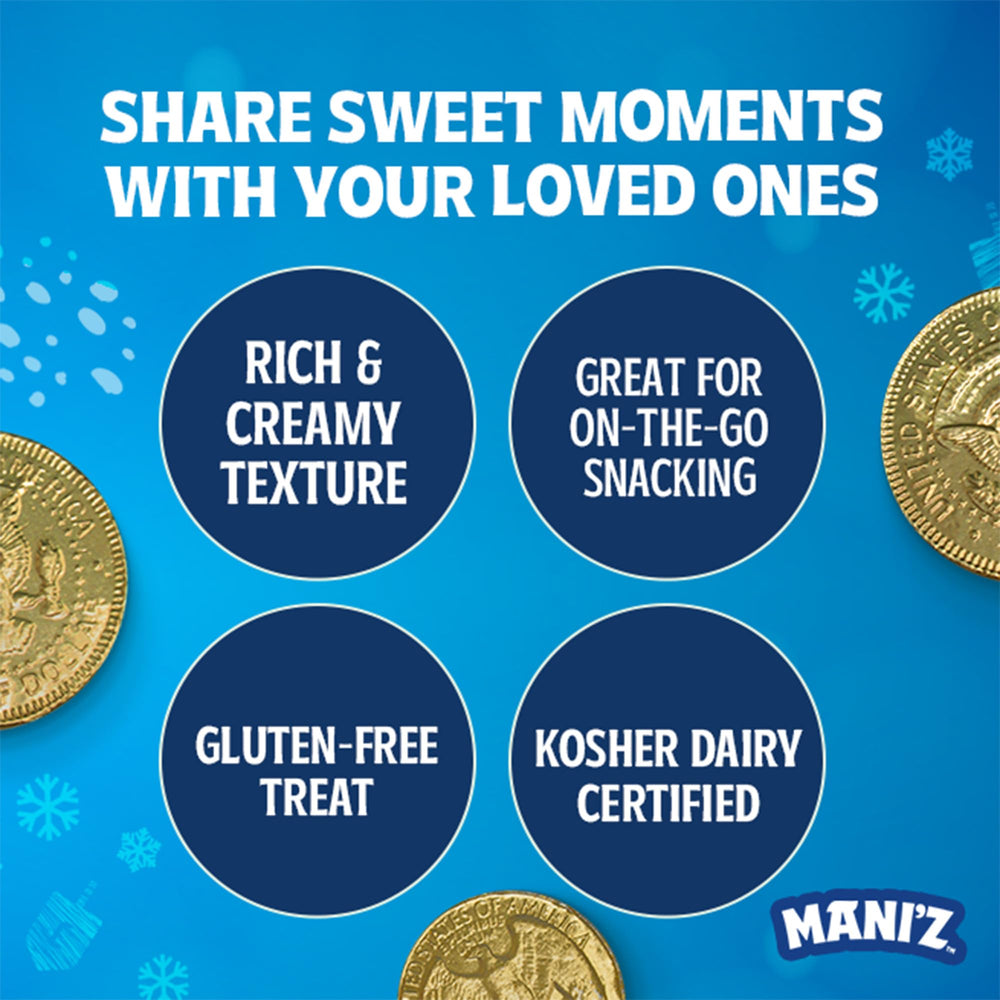 Manischewitz Gold Milk Chocolate Coins individually wrapped for classroom activities