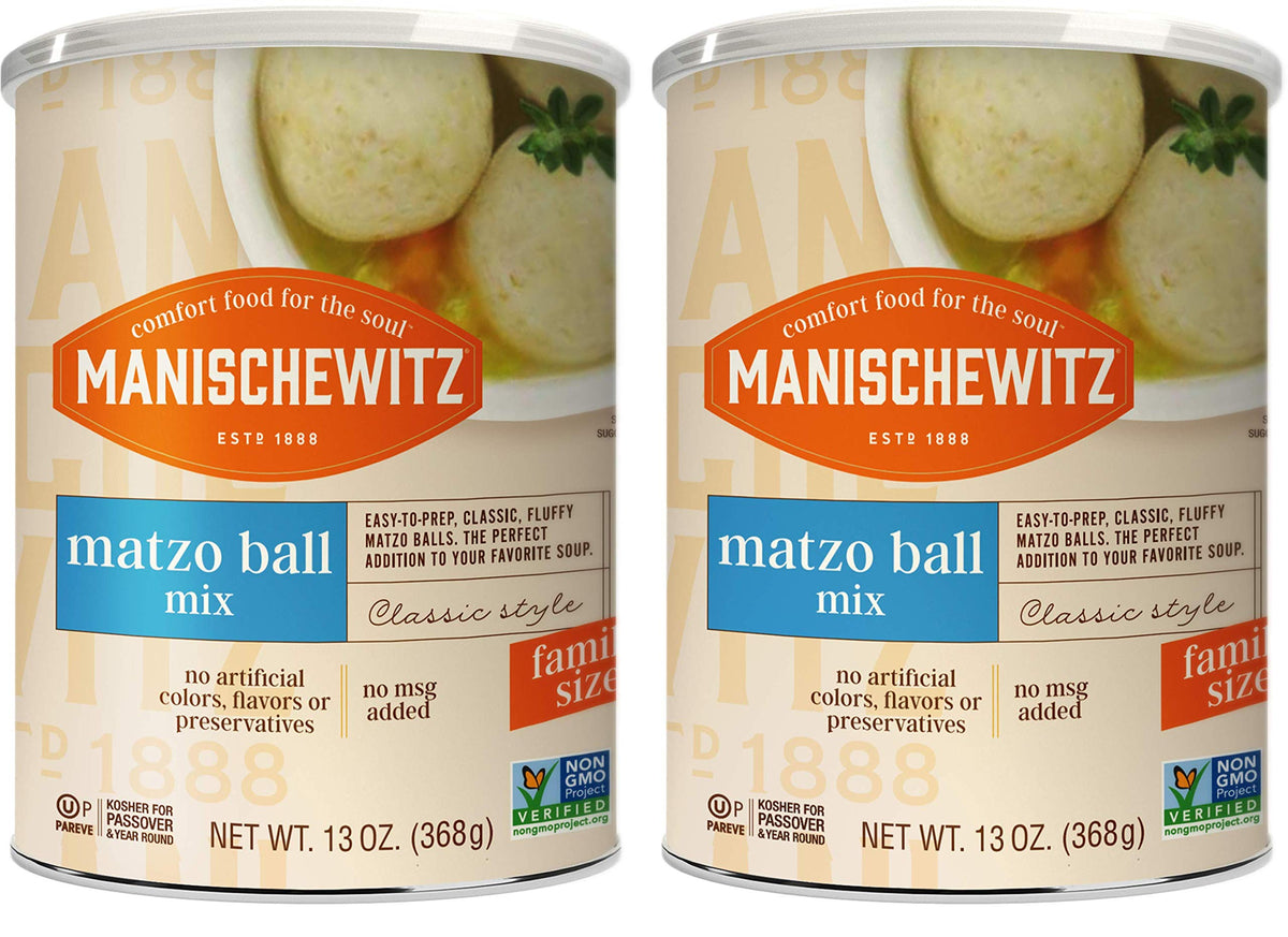 Manischewitz Matzo Ball Mix box displaying savory original flavor for quick meals