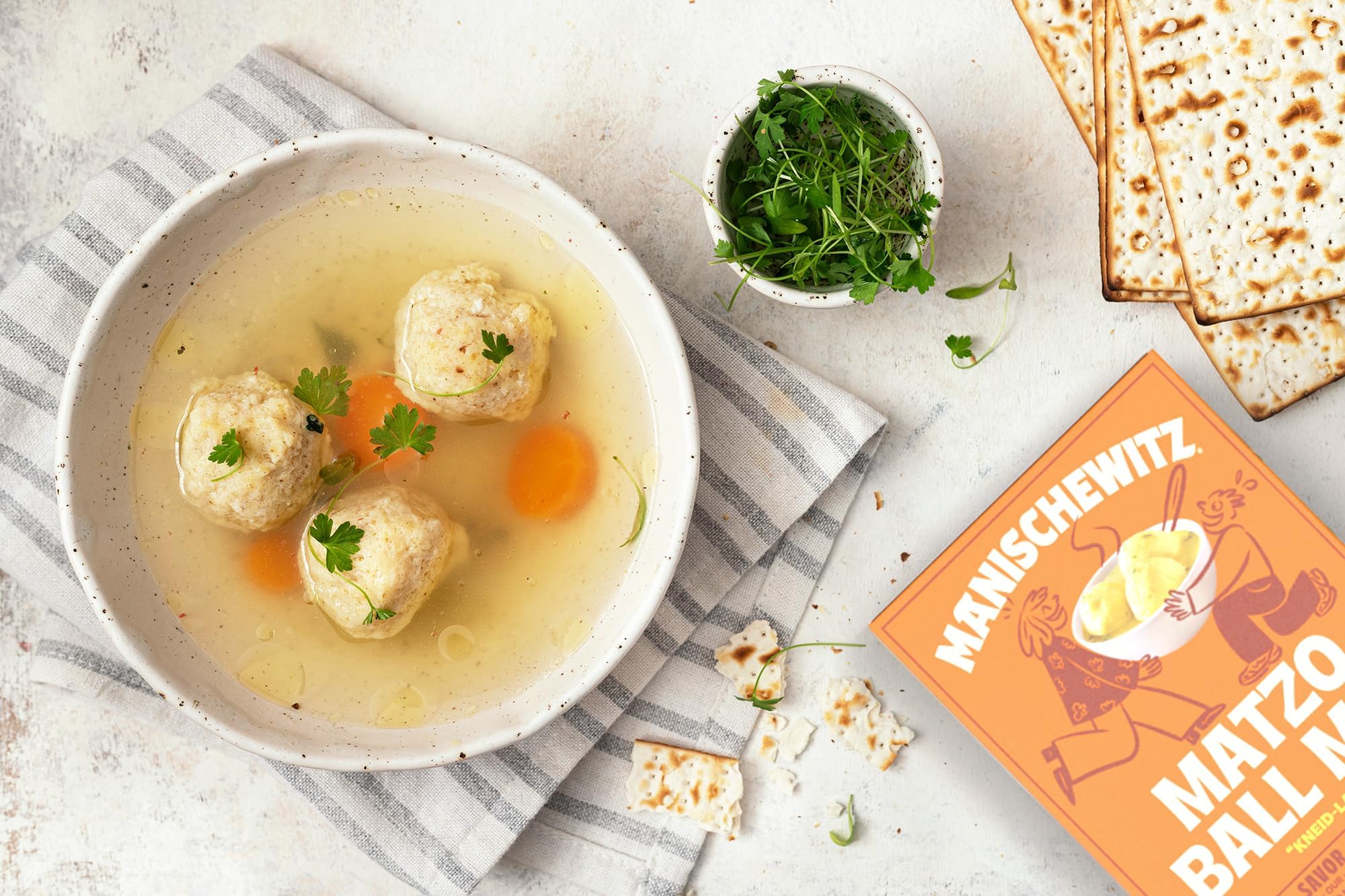Prepared matzo balls from Manischewitz mix simmering to perfection in broth.