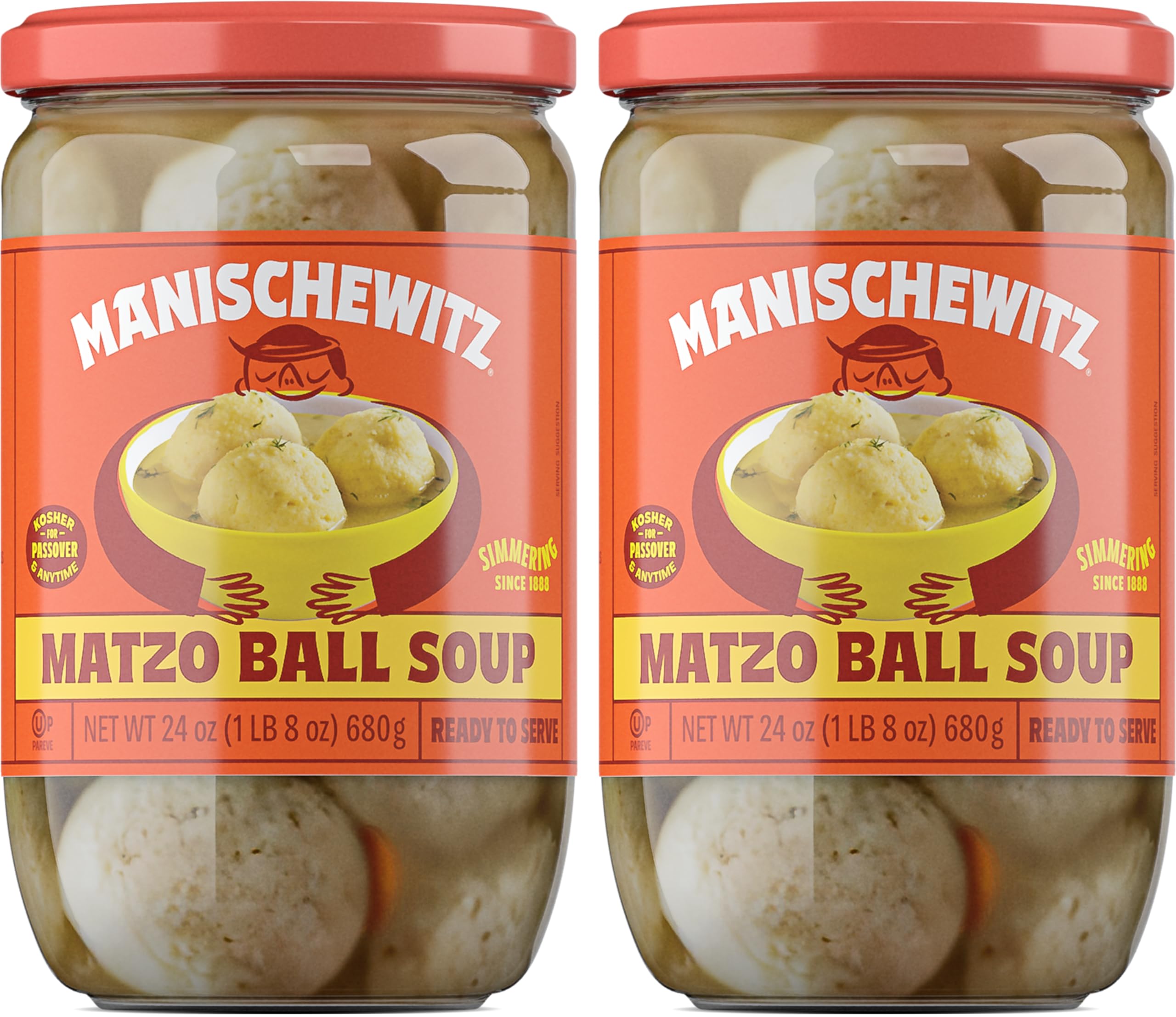 Manischewitz Matzo Ball Soup jar—ready-to-heat comfort for a quick, wholesome meal.
