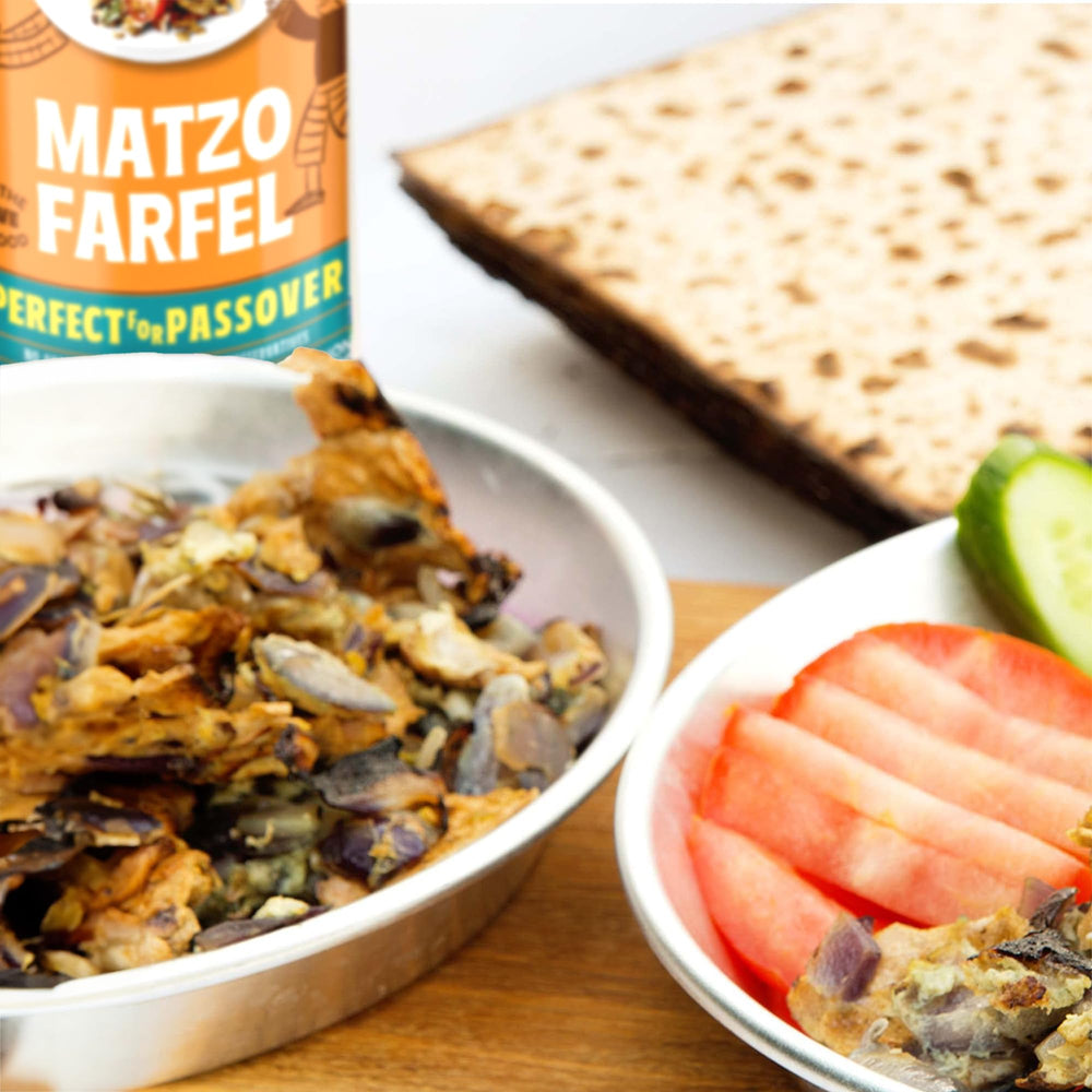 Manischewitz Matzo Farfel kitchen setup highlights ready-to-use product for stuffing or kugel.